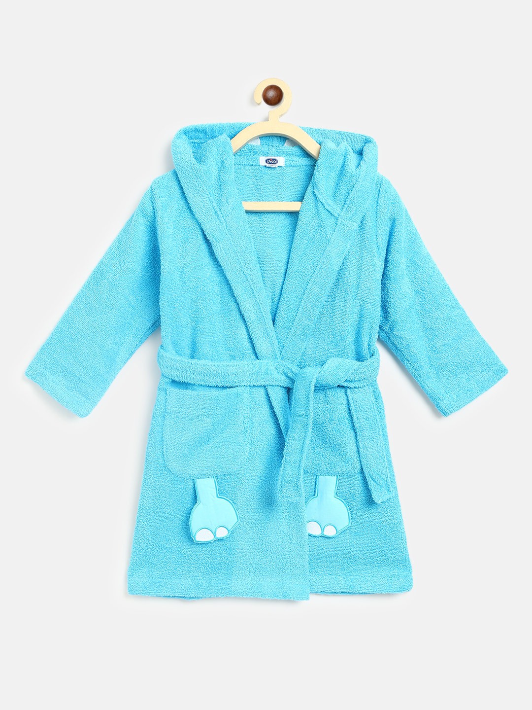 

Chicco Kids Blue Solid Patchwork Bath Robe