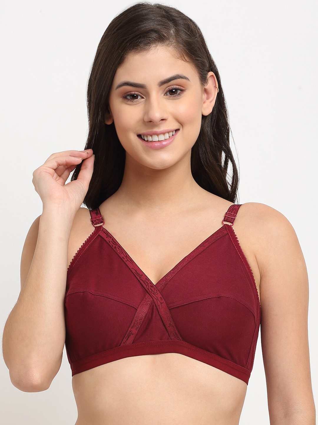 

Friskers Maroon Non Padded Bra