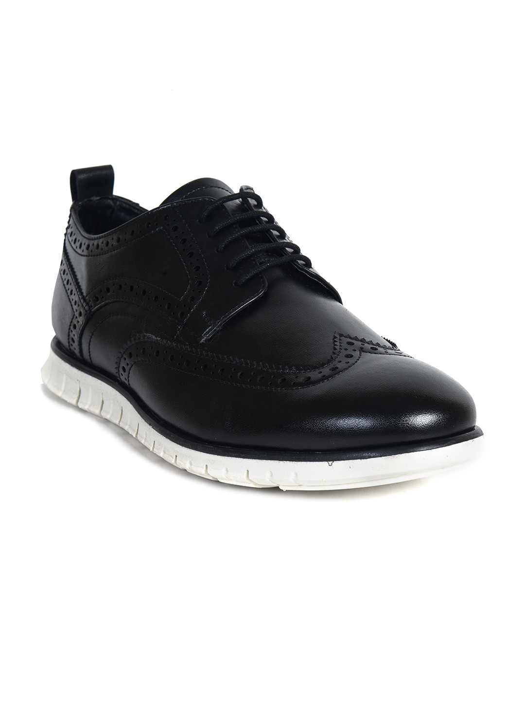 

Ajanta Men Black Perforations Mid-Top Brogues