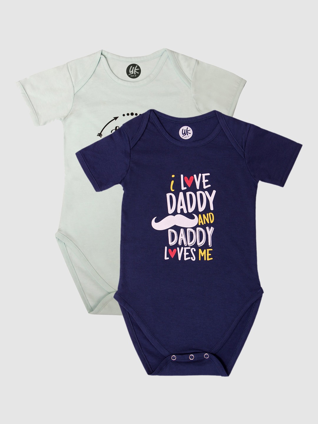 

YK Infant Boys Pack Of 2 Navy Blue Off-White Daddy Printed Bodysuits