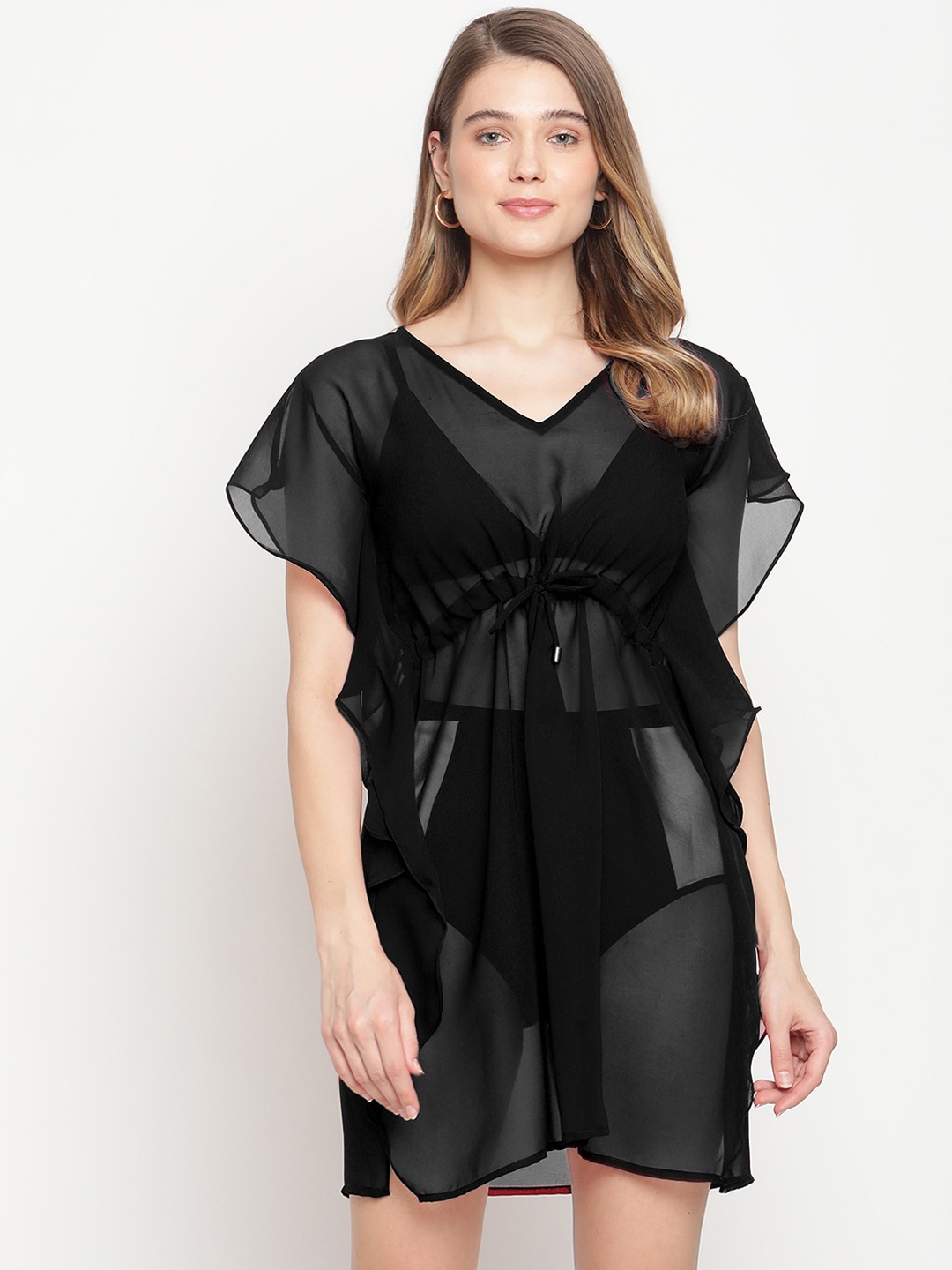 

EROTISSCH Women Black Beachwear Cover-up Kaftan Dress