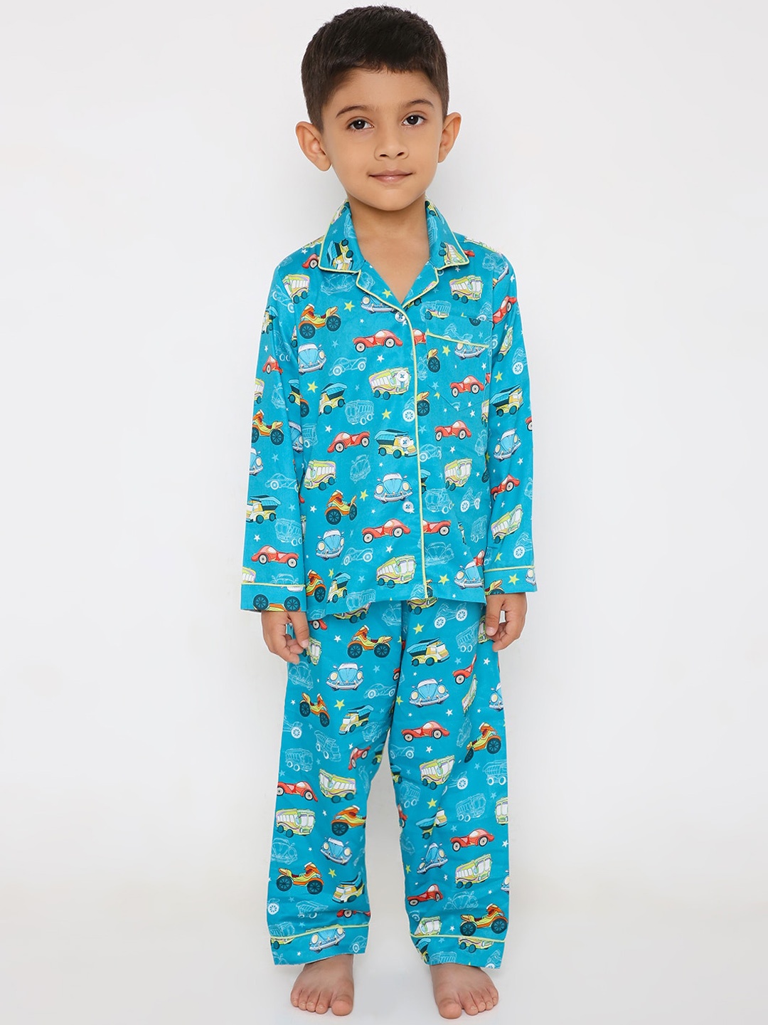 

Kidipoo Kids Blue & Red Printed Pure Cotton Night suit