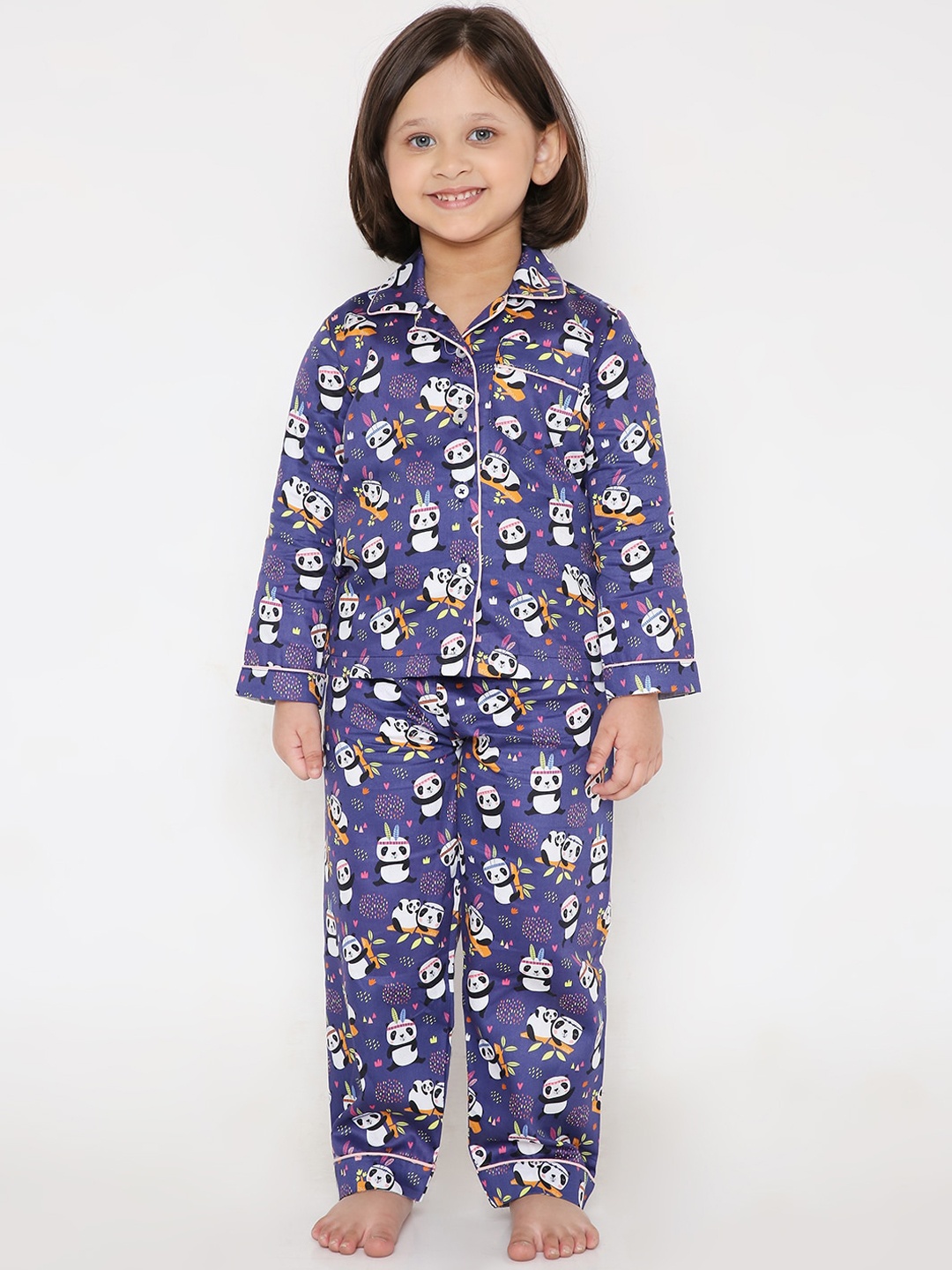 

Kidipoo Kids Blue & White Cartoon Characters Printed Cotton Night suit