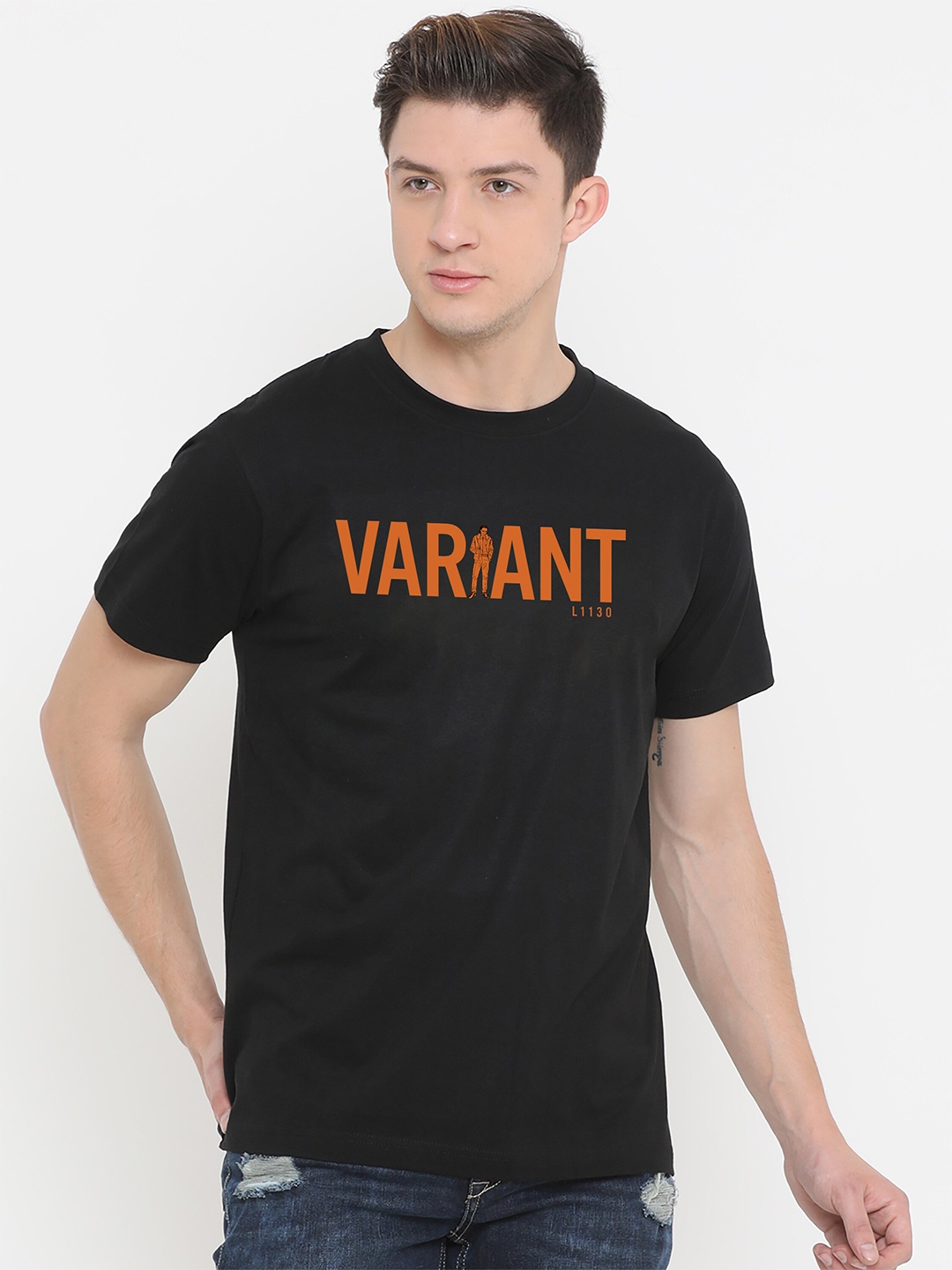 

Fully Filmy Men Black Loki Variant Typography Printed Cotton T-shirt