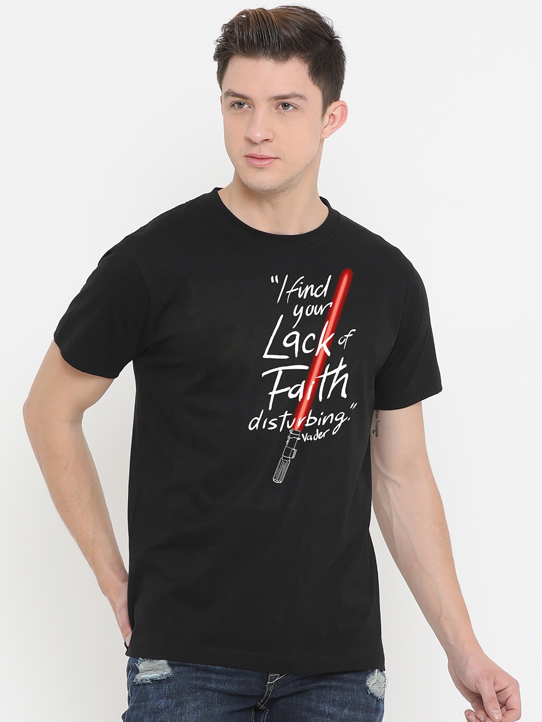

Fully Filmy Men Black Typography Printed T-shirt
