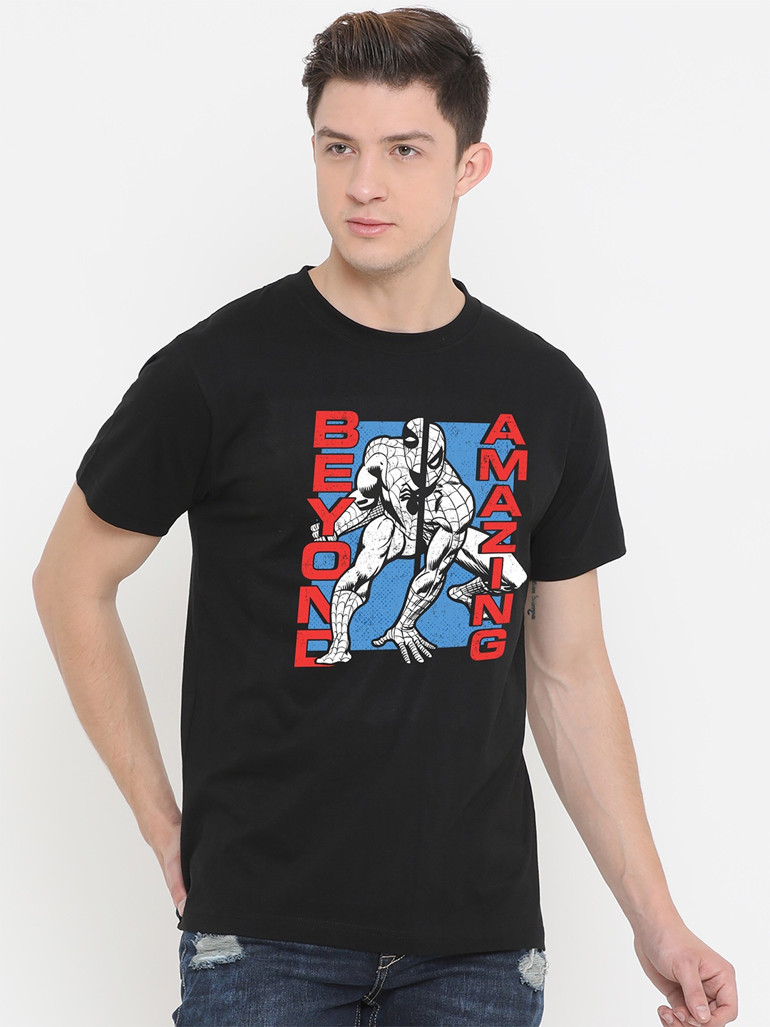 

Fully Filmy Men Black Graphic Printed Cotton T-shirt