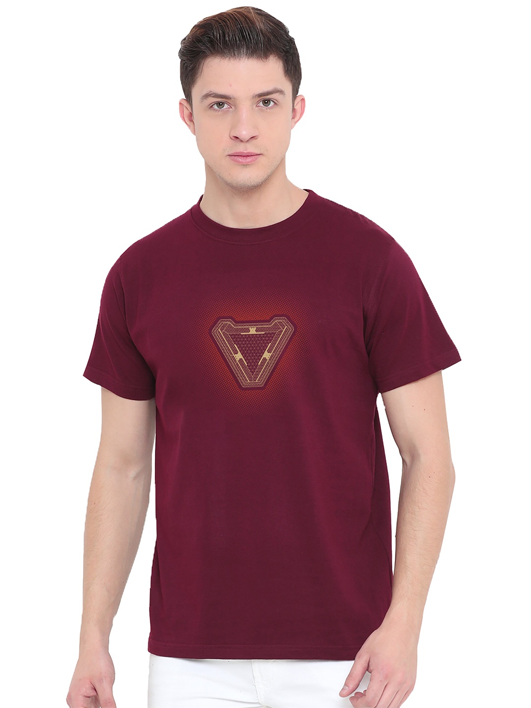 

Fully Filmy Men Maroon Iron Man Repulsor Printed T-shirt