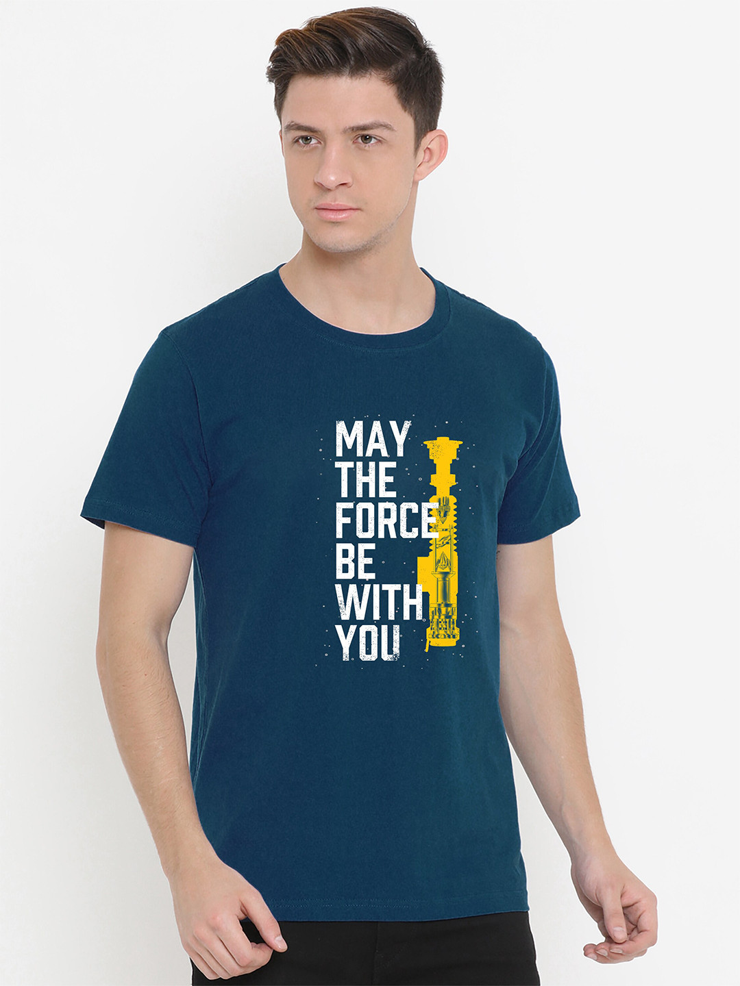 

Fully Filmy Men Blue Typography Printed Applique T-shirt
