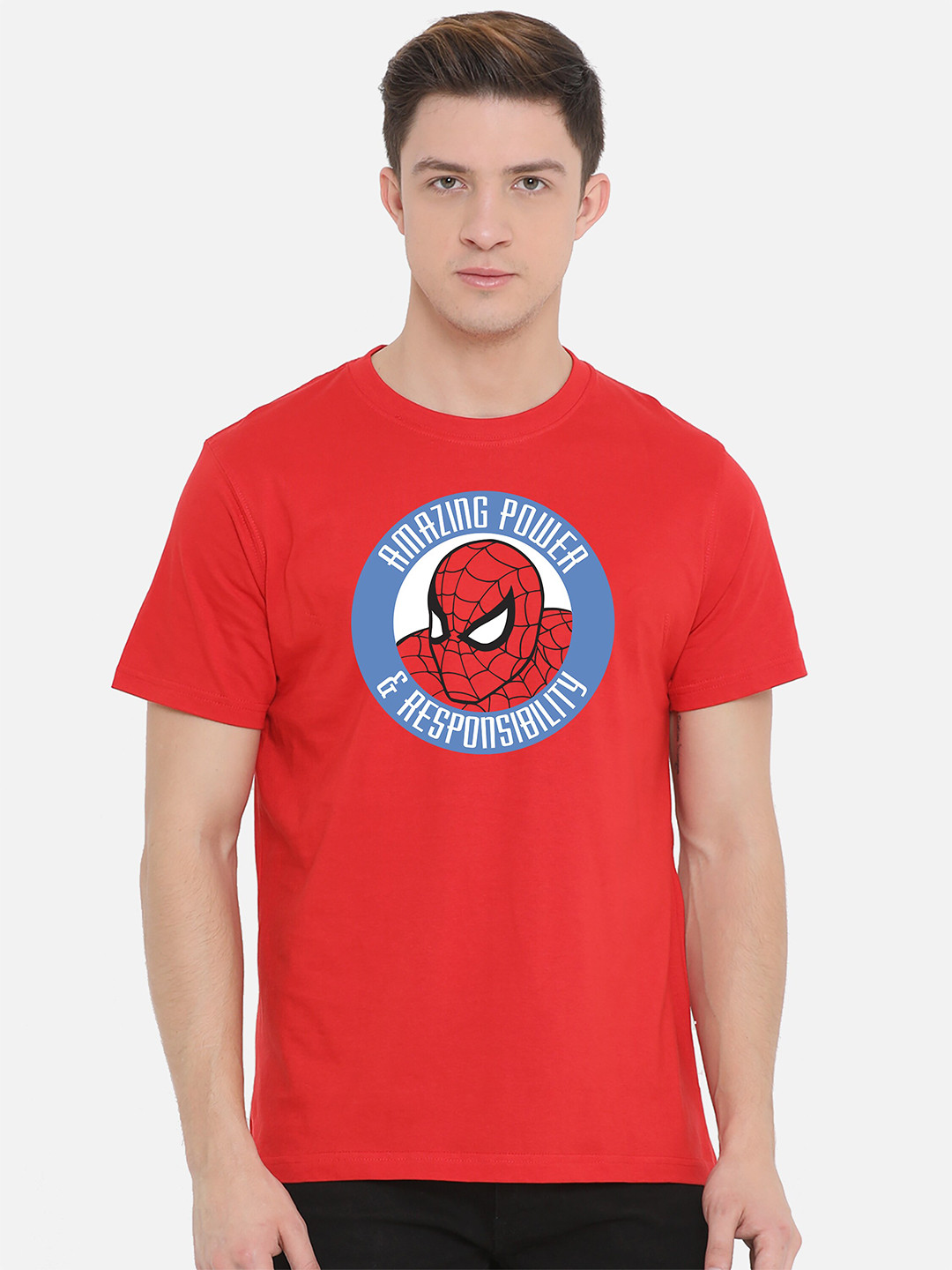 

Fully Filmy Men Red Graphic Printed Cotton T-shirt