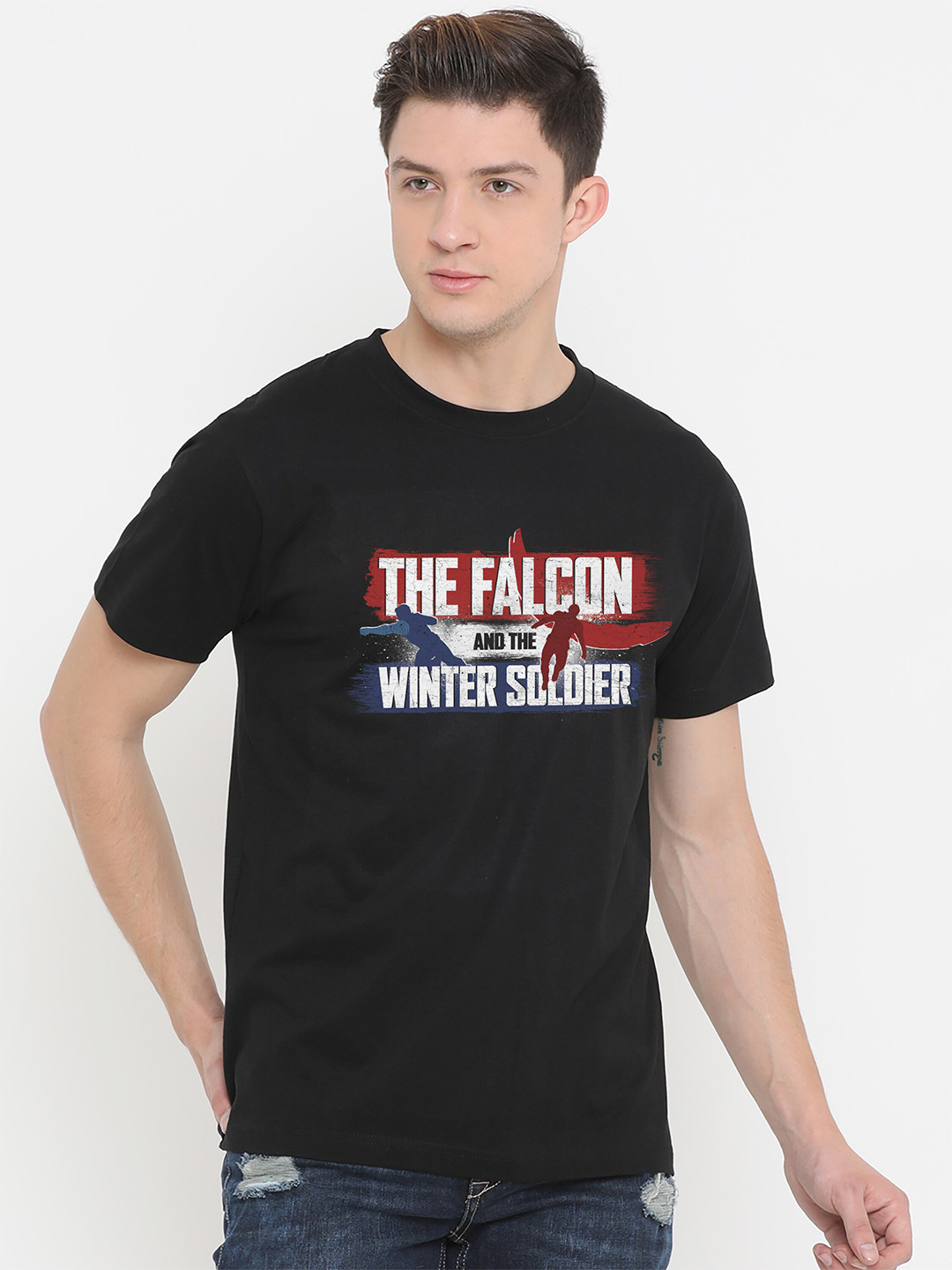 

Fully Filmy Men Black Typography Printed Cotton T-shirt