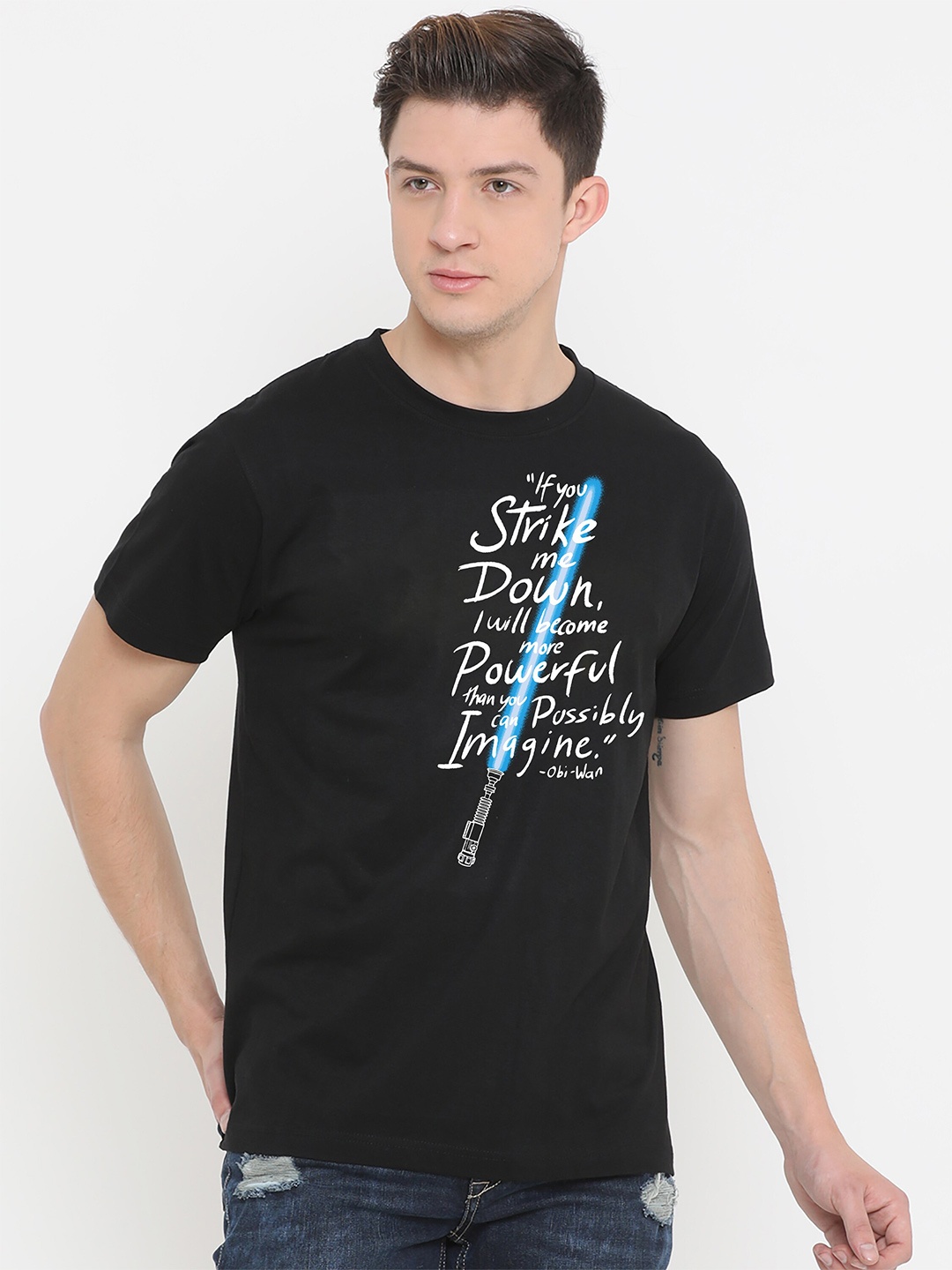 

Fully Filmy Men Black Printed T-shirt