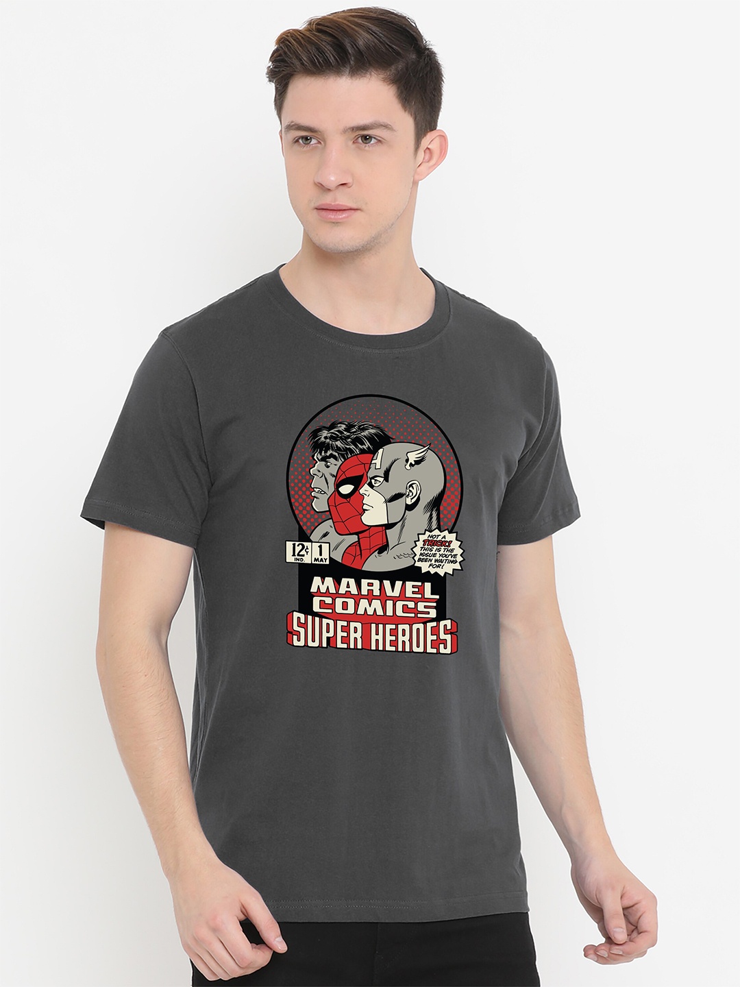 

Fully Filmy Men Charcoal Printed T-shirt