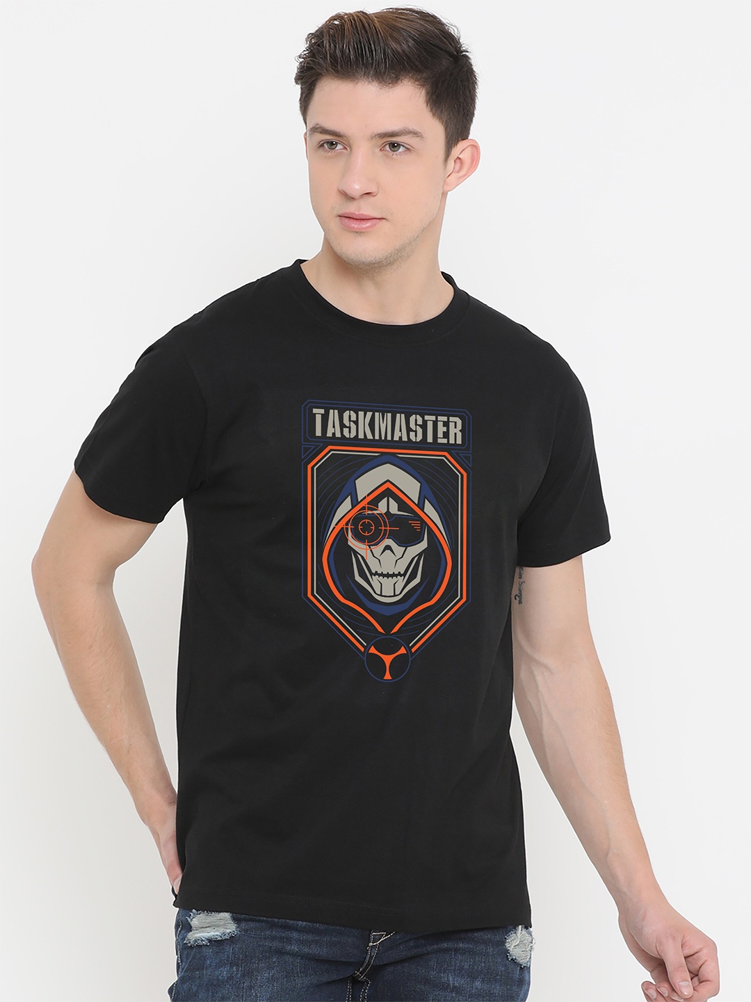 

Fully Filmy Men Black Printed Cotton T-shirt