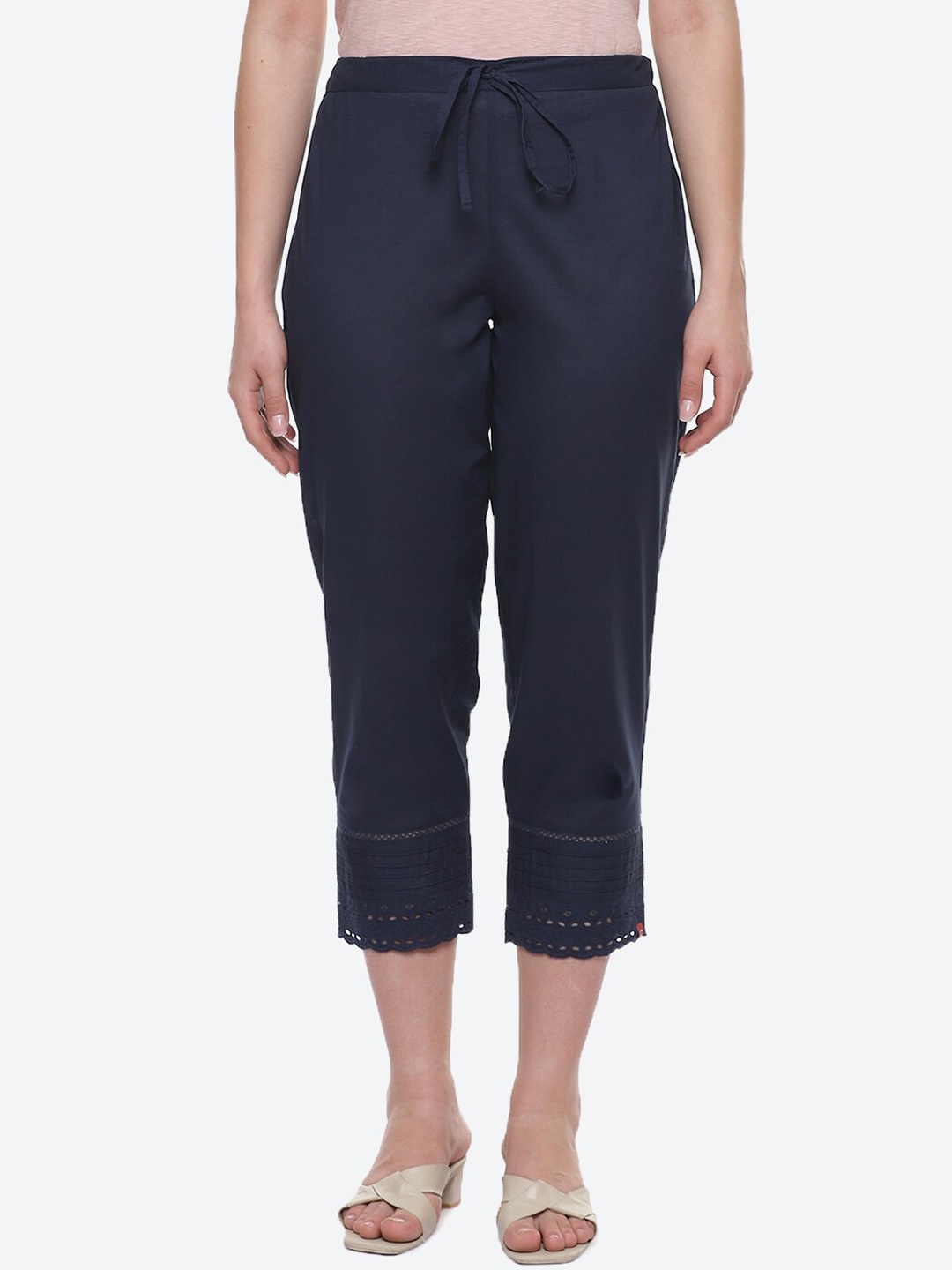 

Biba Women Navy Blue Slim Fit Trousers