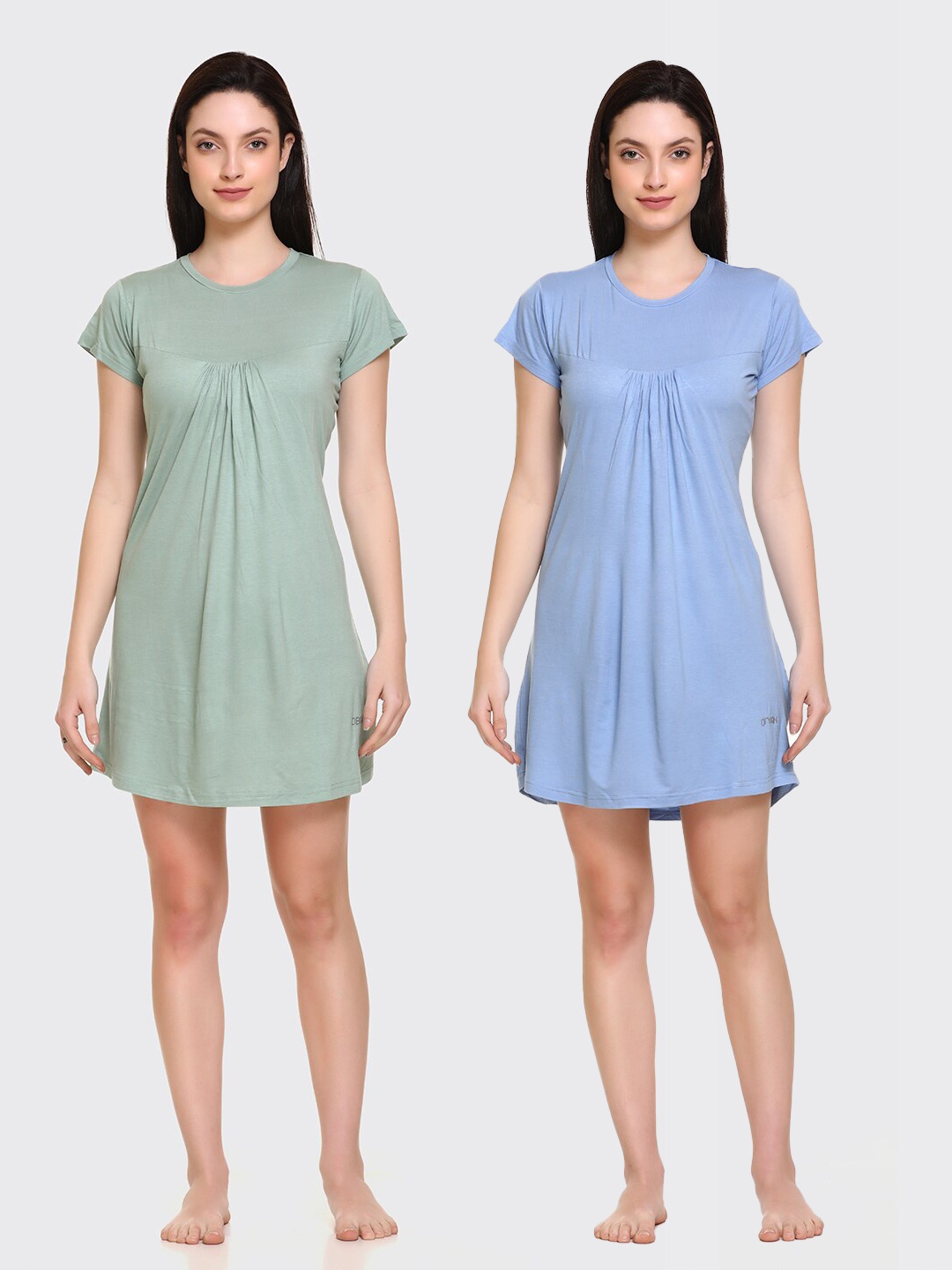 

Obaan Women Blue & Green Set of 2 Cotton Nightdress
