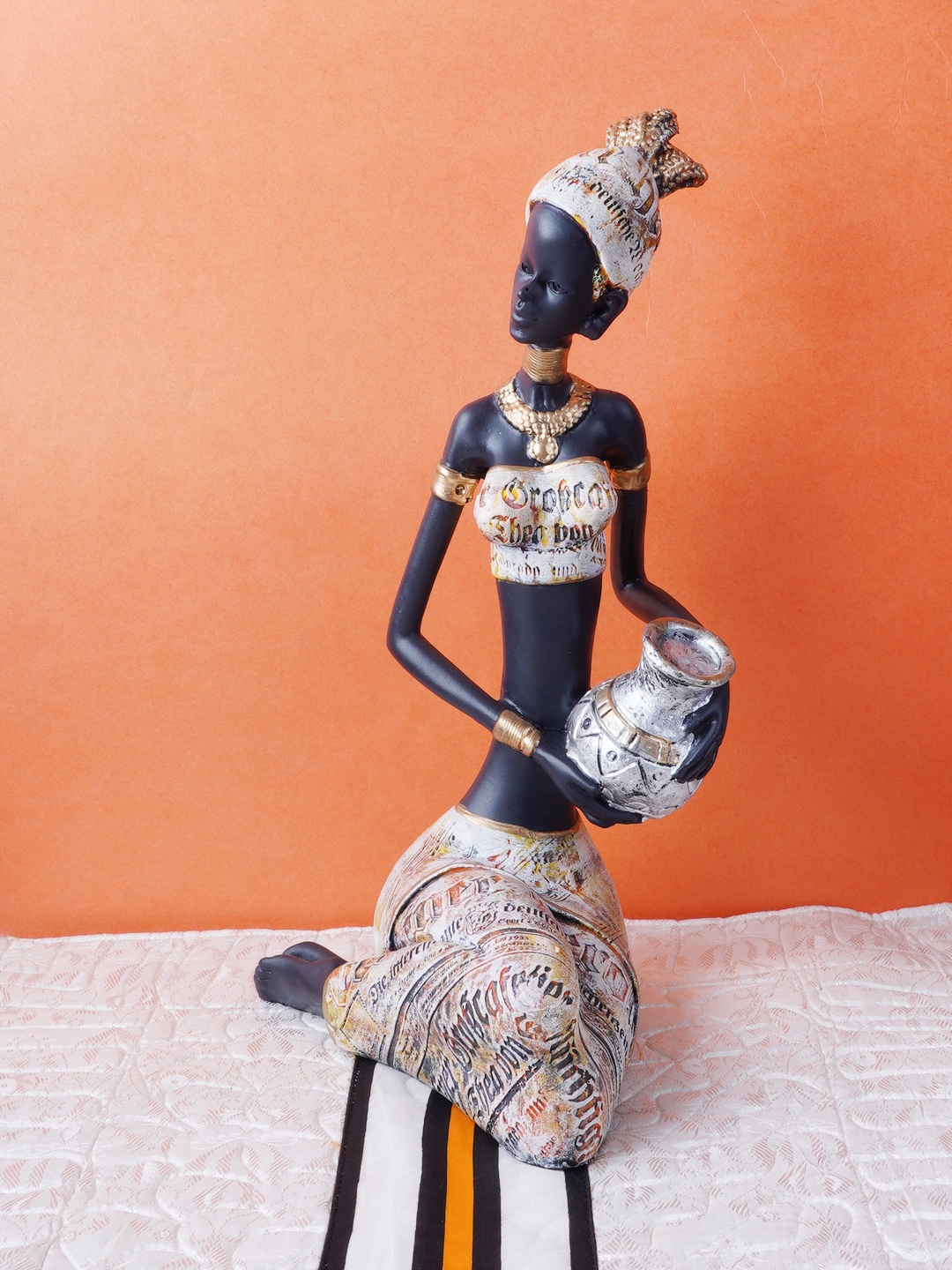 

FASHIYANOO Multicolour Sitting Doll With Matka In Hand Figurine Showpieces, Multi