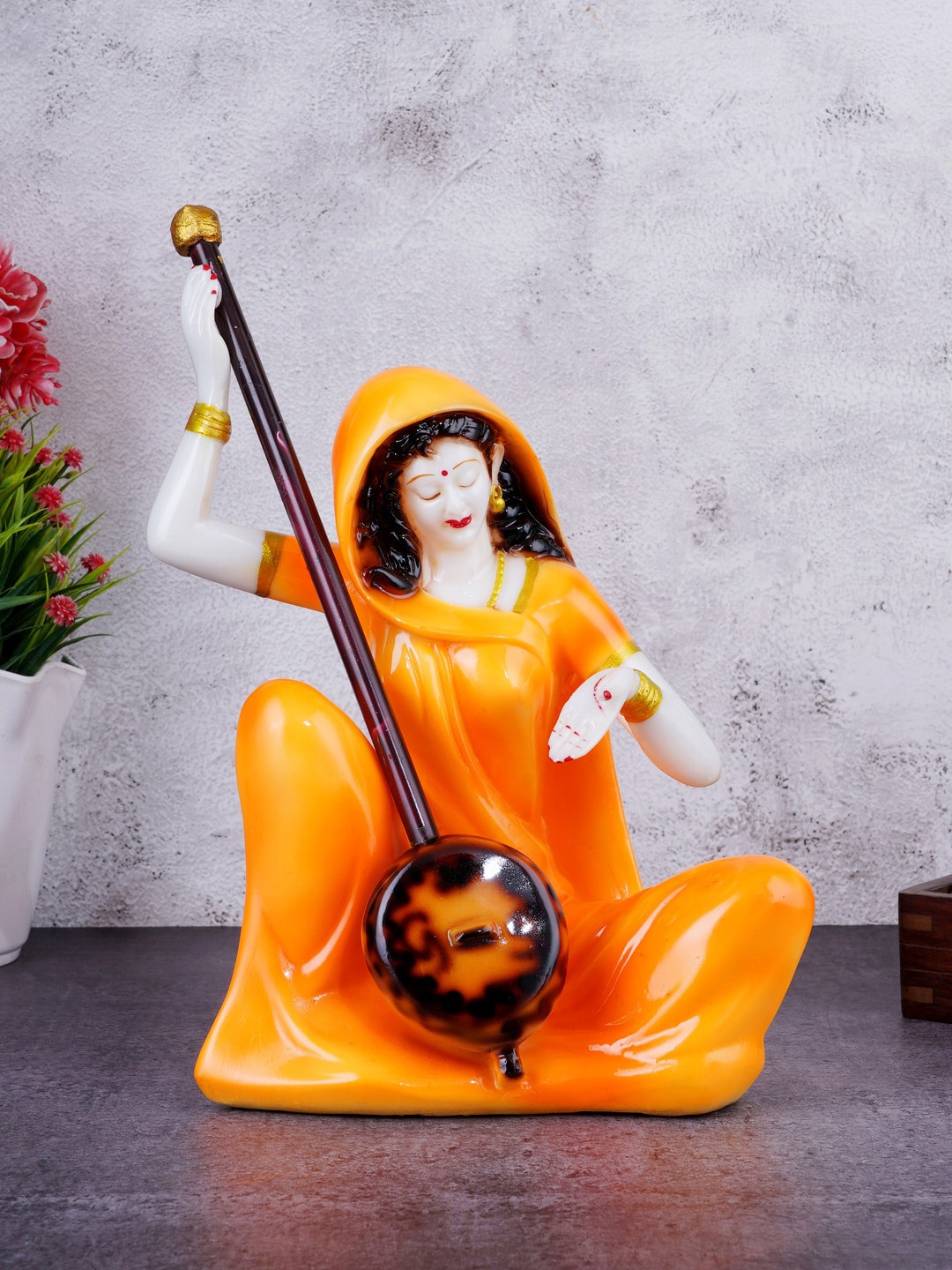 FASHIYANOO Orange Meera with ektaara Showpiece
