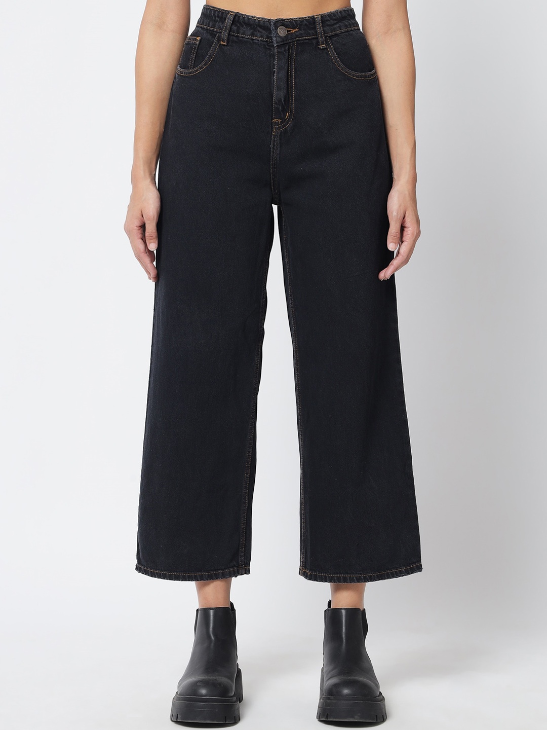 

Kotty Women Black Jean Wide Leg High-Rise Stretchable Jeans