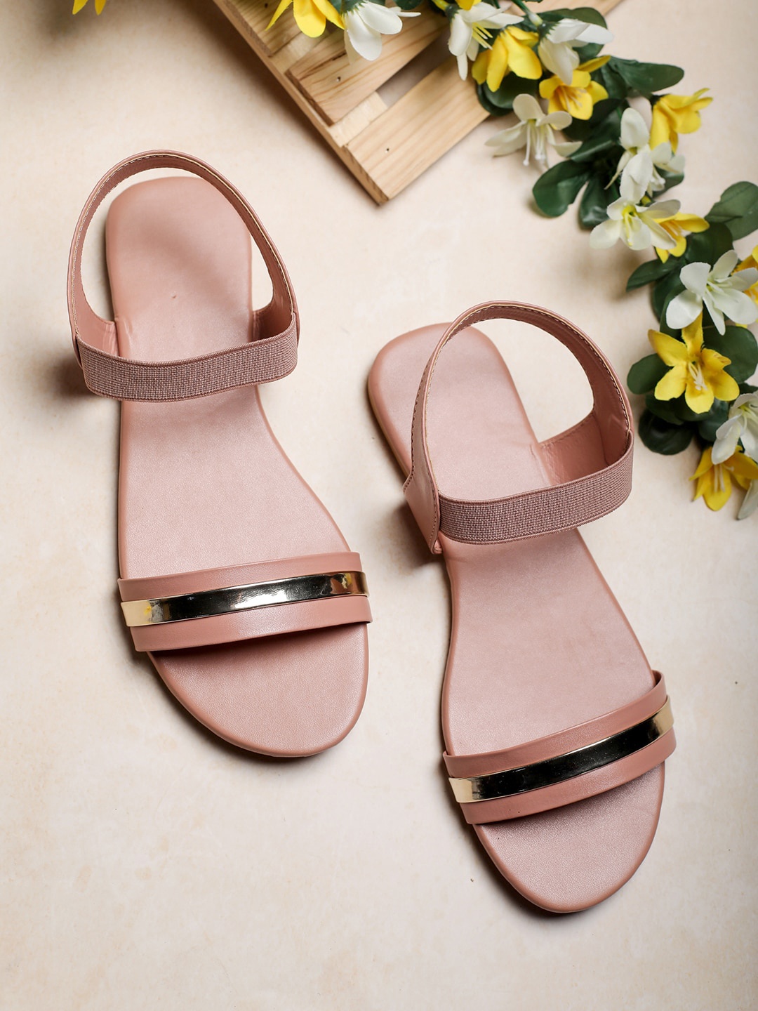 

HASTEN Women Pink Solid Open Toe Flats