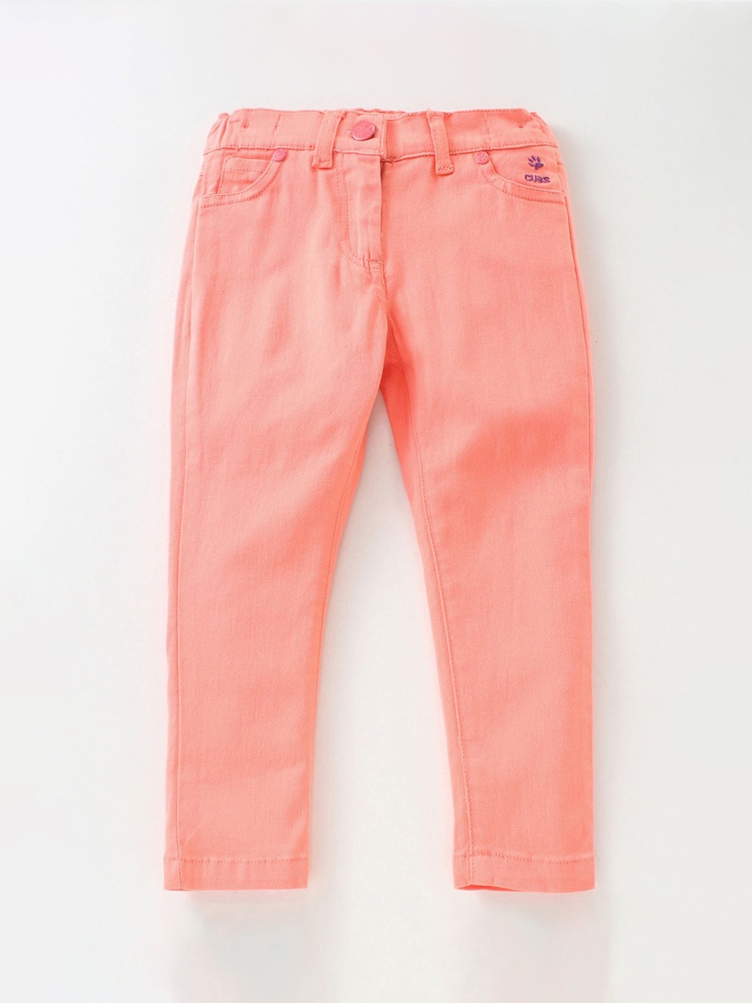

JusCubs Girls Peach-Coloured High-Rise Chinos Trousers