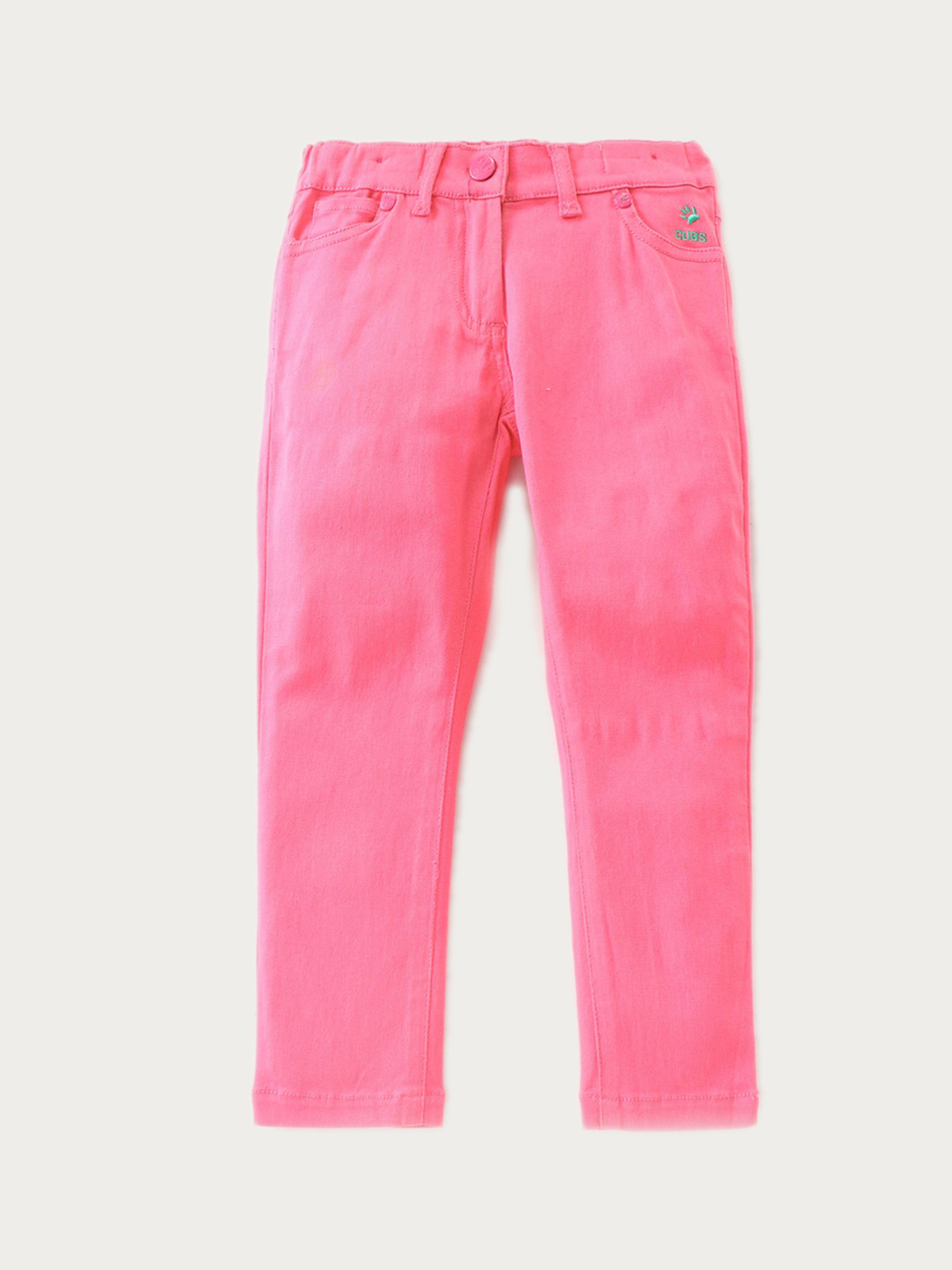 

JusCubs Girls Pink Solid High-Rise Chinos Trousers