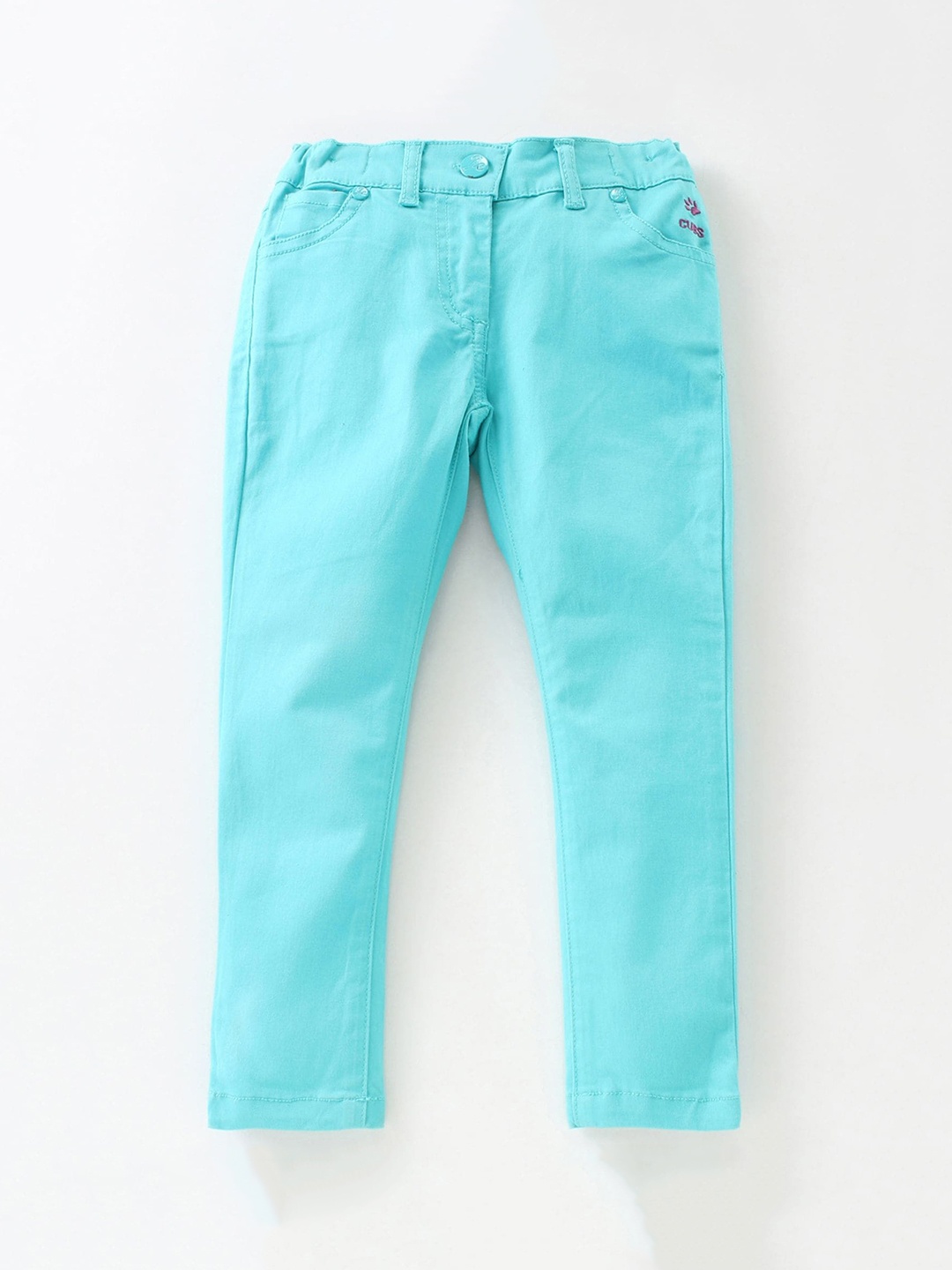 

JusCubs Girls Turquoise Blue Relaxed Straight Leg High-Rise Chinos Trousers