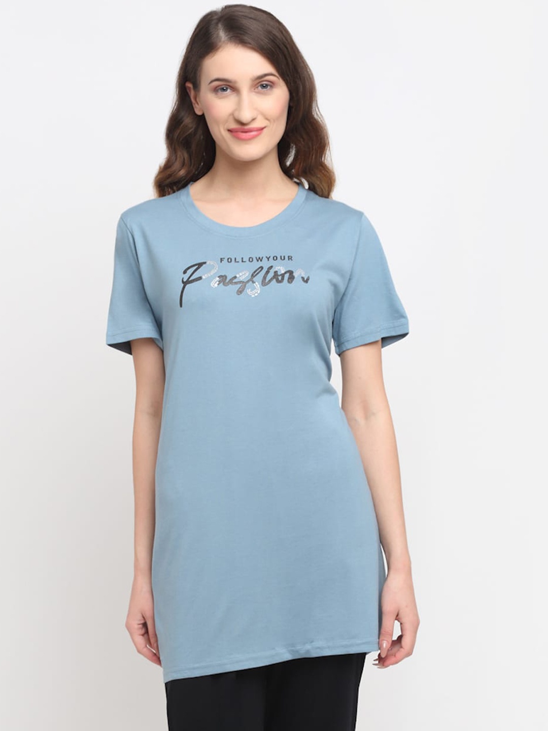 

Kanvin Women Blue Printed Lounge T-shirt