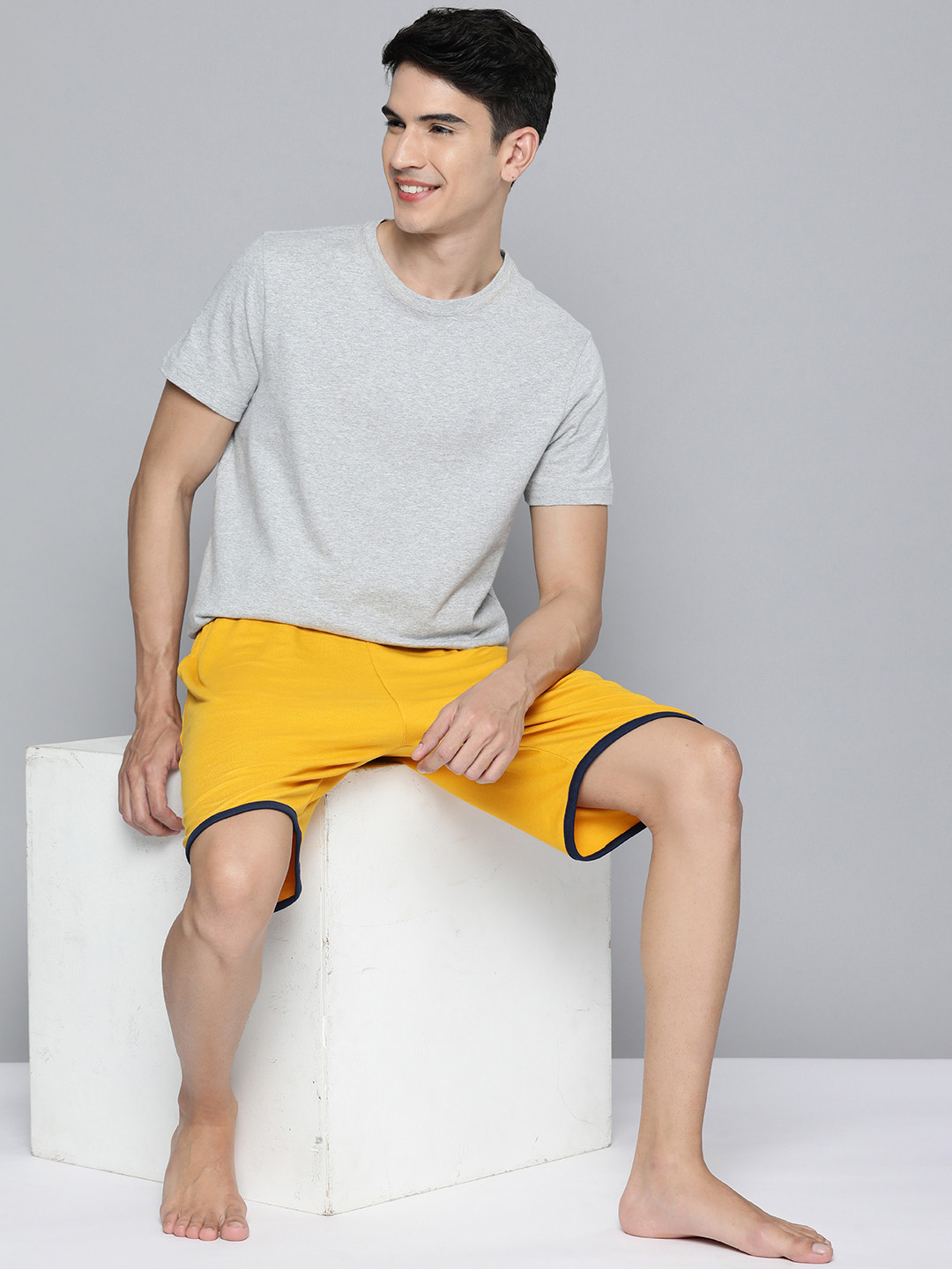 

Mast & Harbour Men Yellow Solid Lounge Shorts