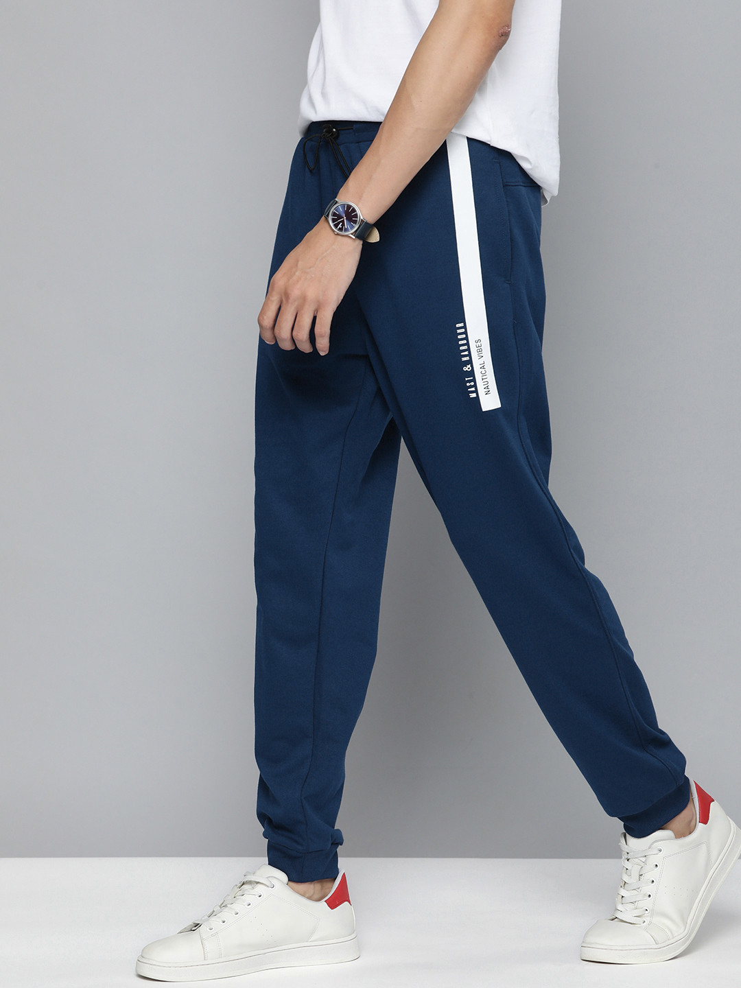 

Mast & Harbour Men Navy Blue Print Detail Joggers
