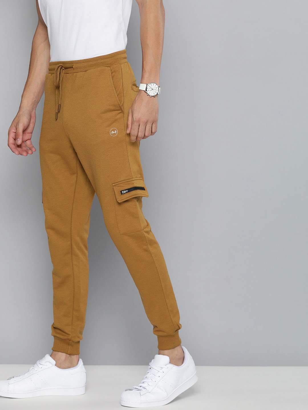 

Mast & Harbour Men Khaki Solid Joggers