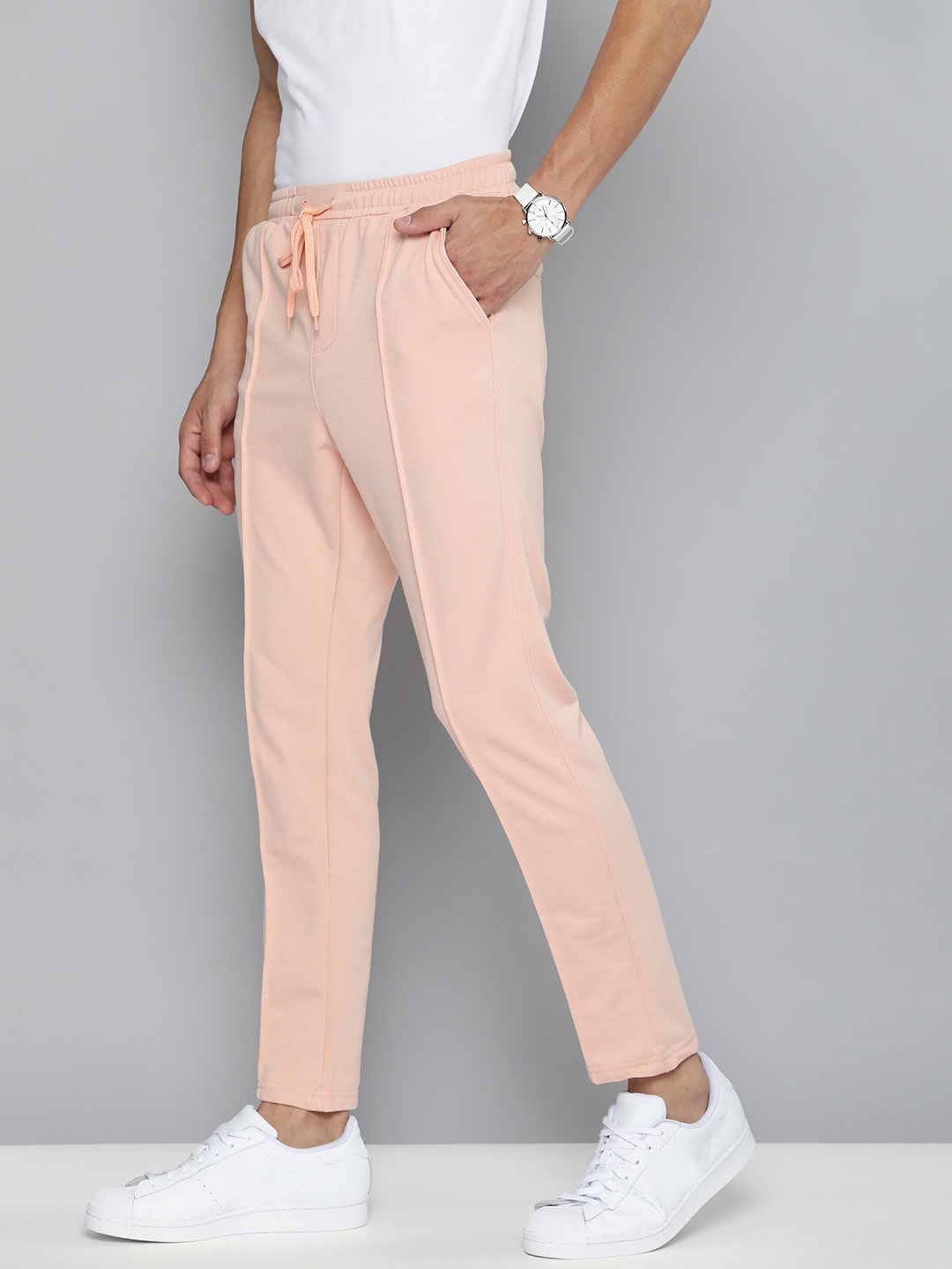 

Mast & Harbour Men Peach Solid Track Pants