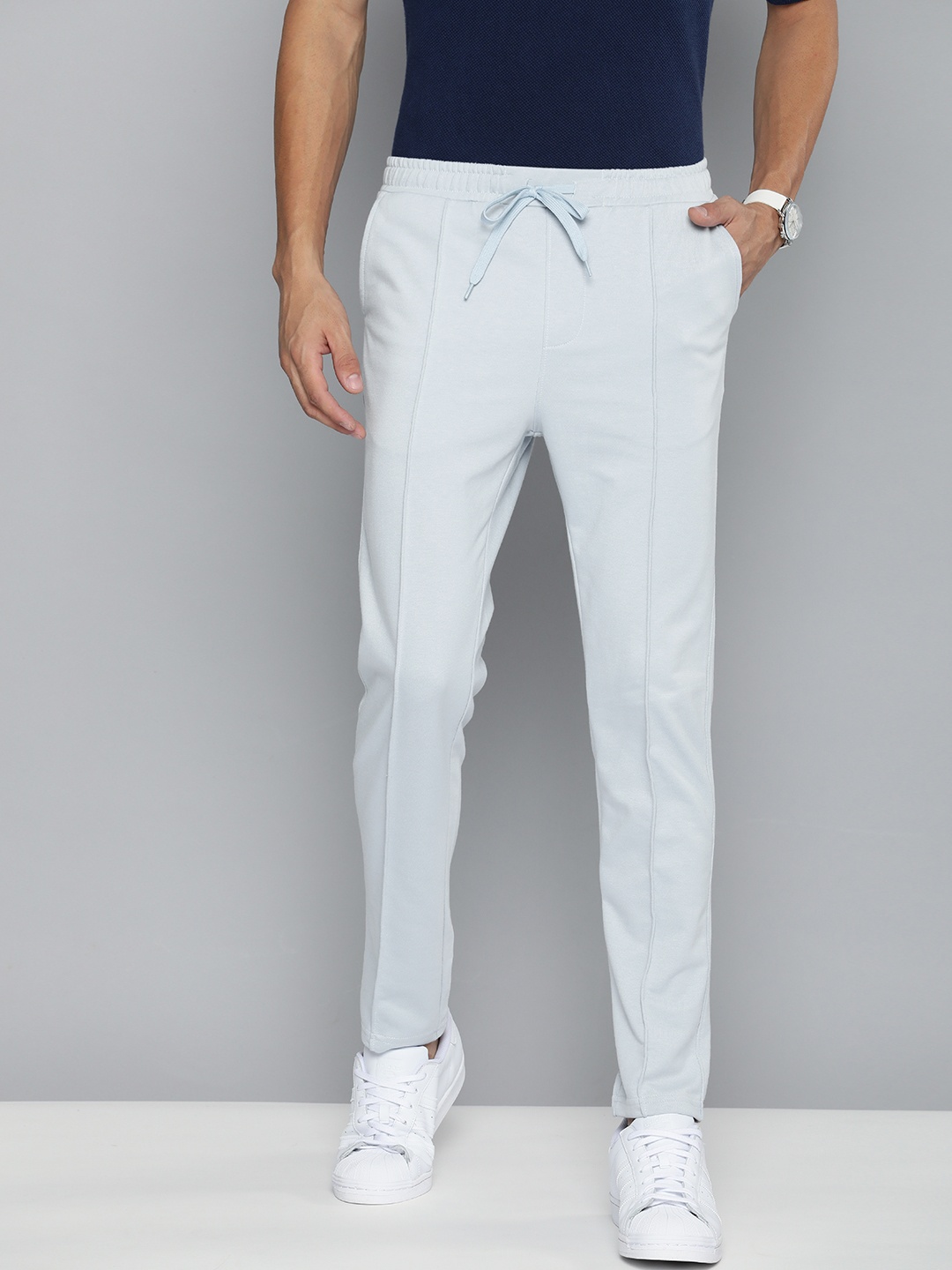 

Mast & Harbour Men Light Blue Solid Track Pants