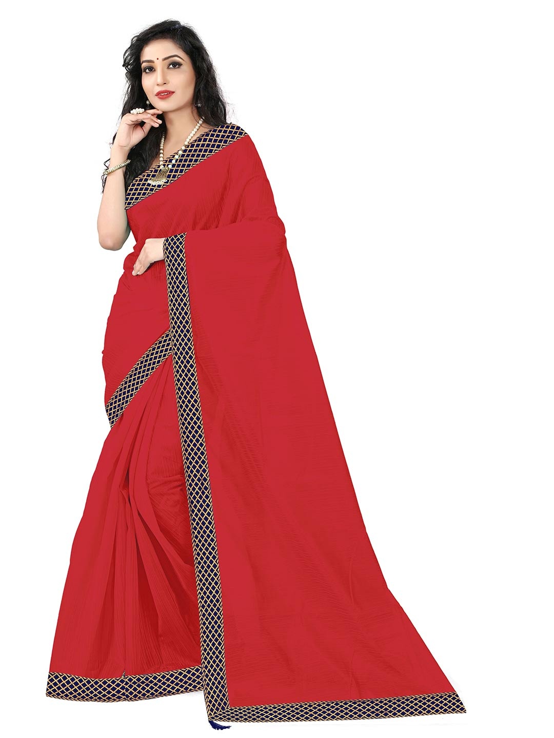 

SAADHVI Red & Purple Art Silk Saree