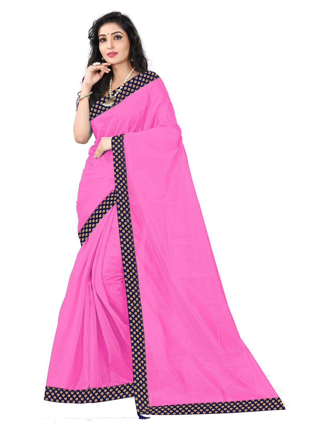 

SAADHVI Pink & Blue Art Silk Saree