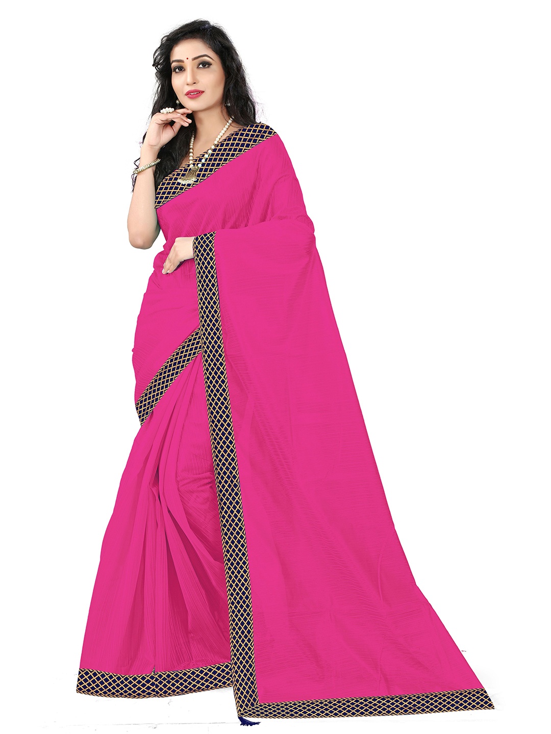 

SAADHVI Magenta & Blue Art Silk Saree