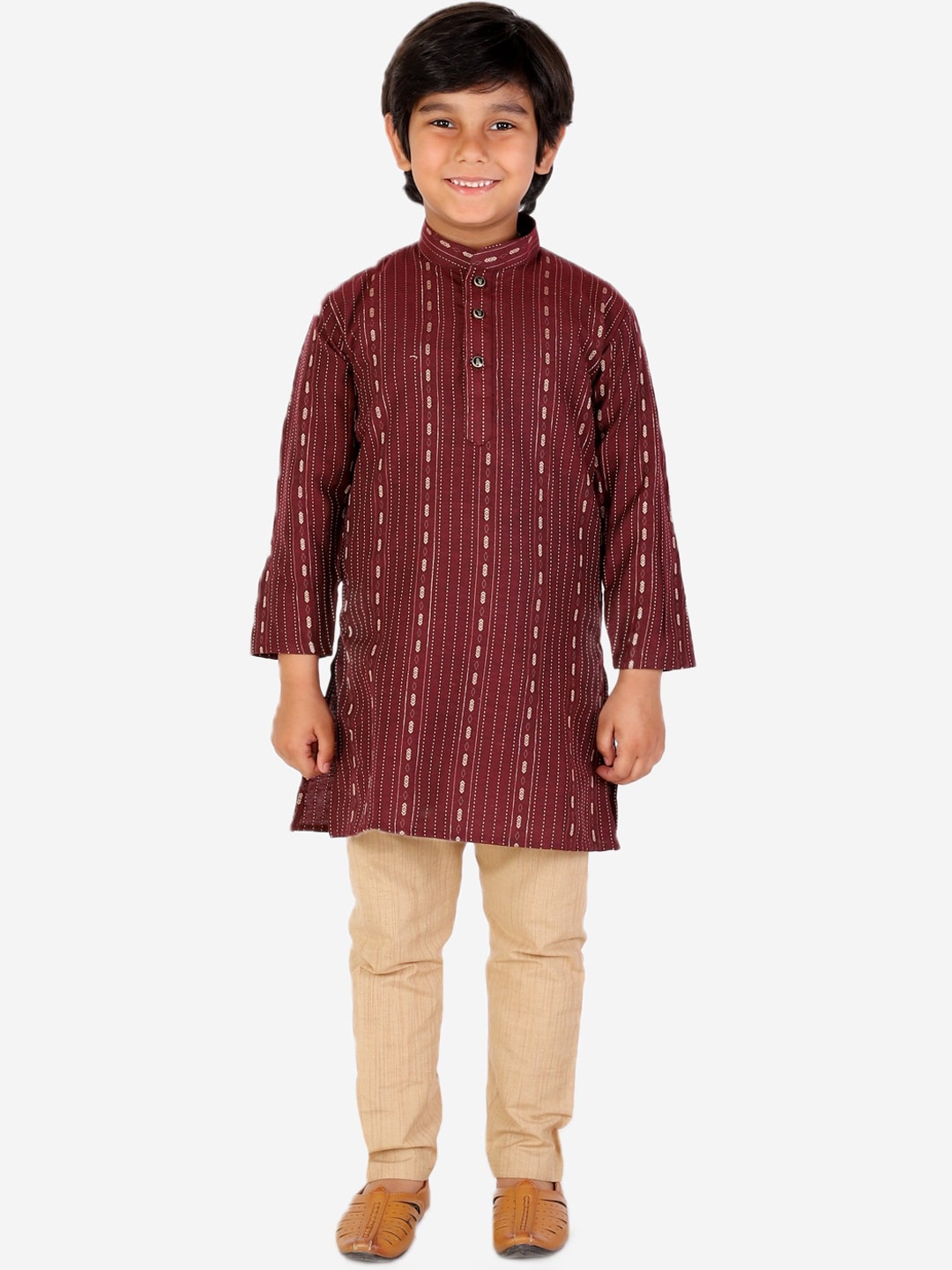 

Pro-Ethic STYLE DEVELOPER Boys Maroon Pure Cotton Kurta with Pyjamas