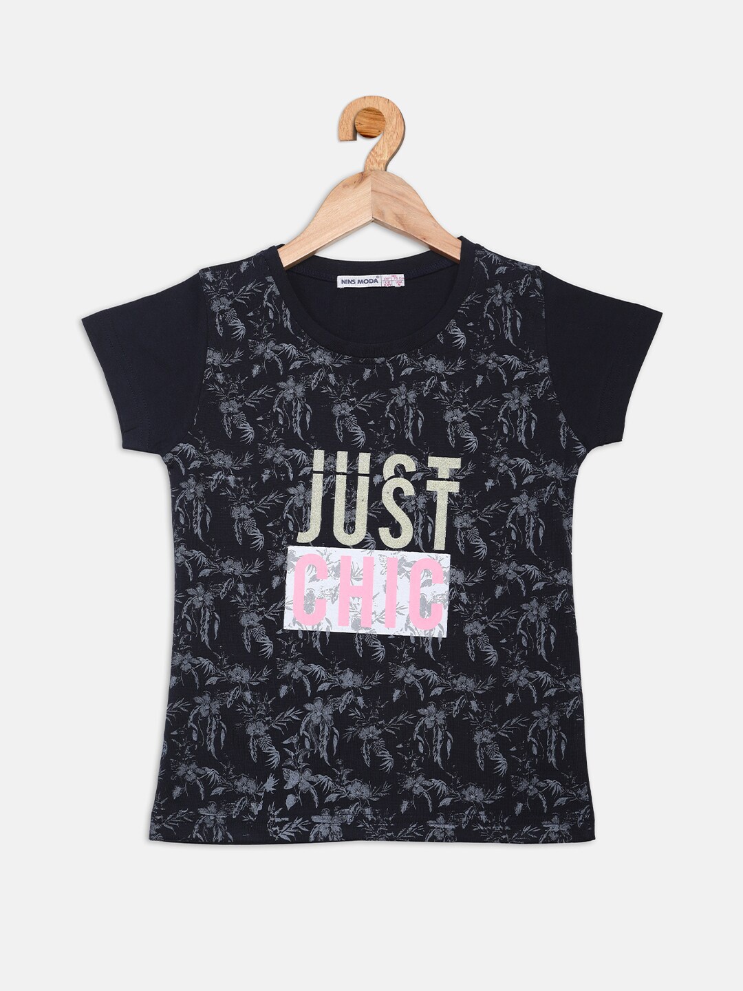 

Nins Moda Navy Blue Print Top