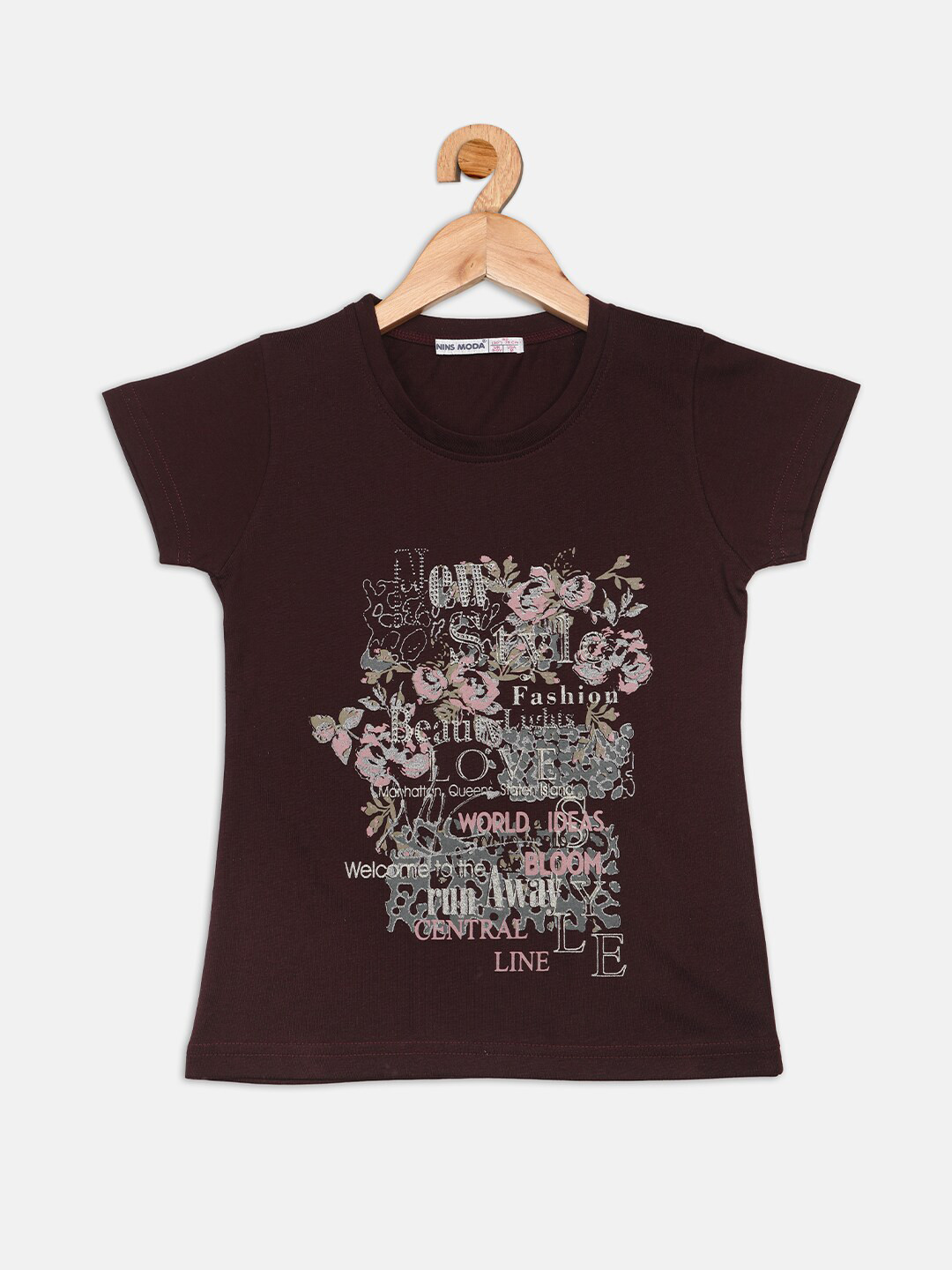 

Nins Moda Girls Burgundy Printed Top