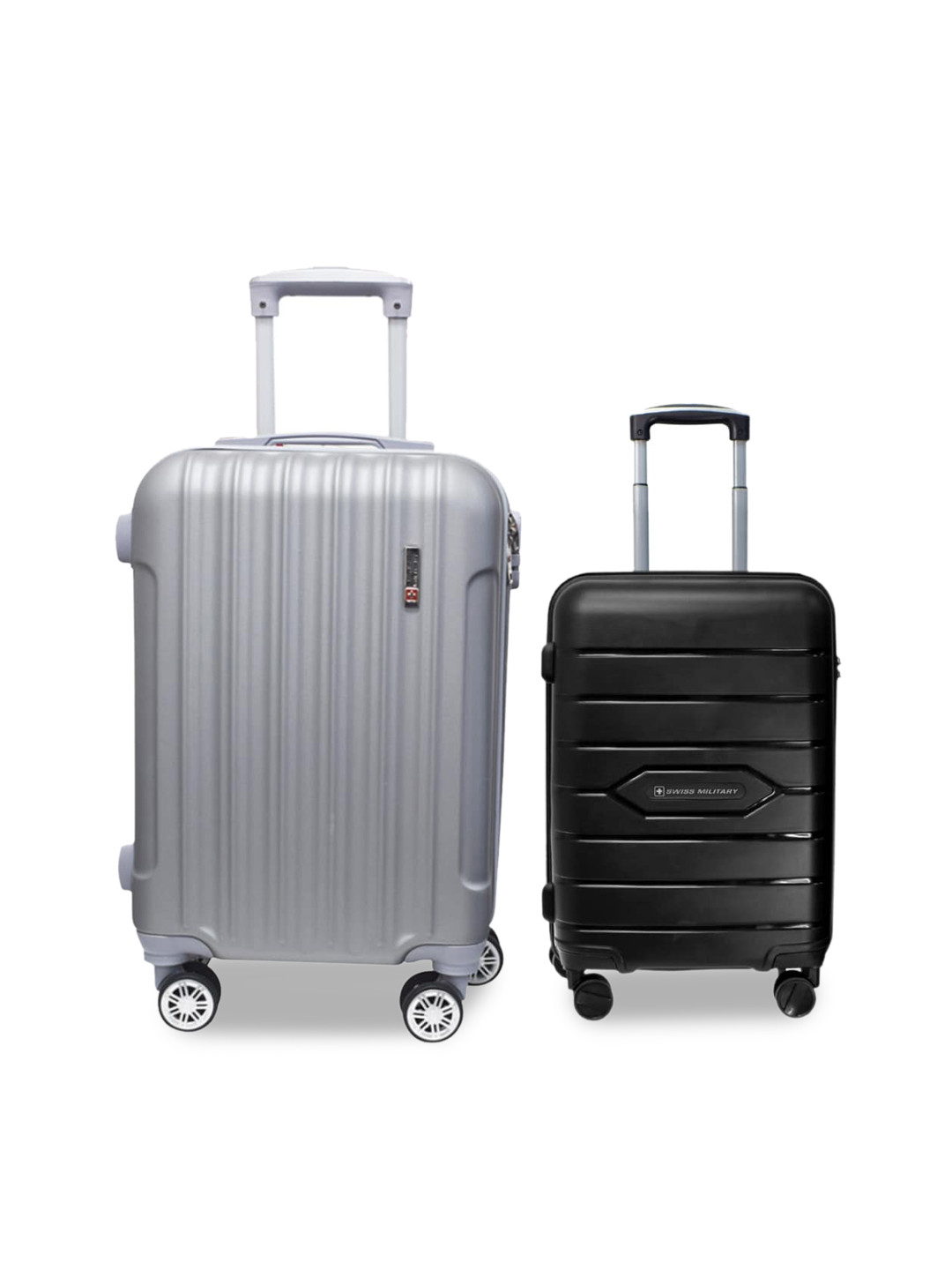 

SWISS MILITARY Set Of 2 Black & Grey Textured Hard-Sided Trolley Suitcases