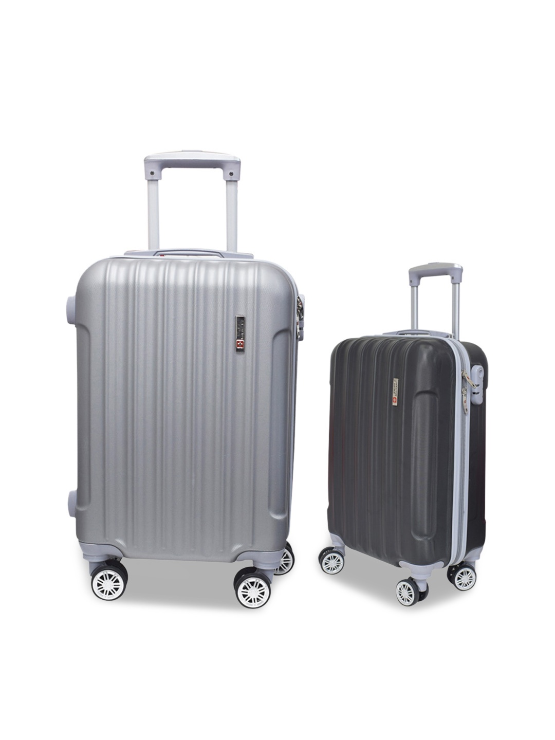 

SWISS MILITARY Set of 2 Textured Hard-Sided Trolley Suitcases, Grey