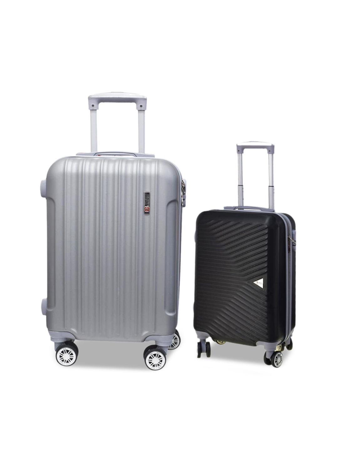 

SWISS MILITARY Set Of 2 Grey and Black Textured Hard-Sided Trolley Suitcases