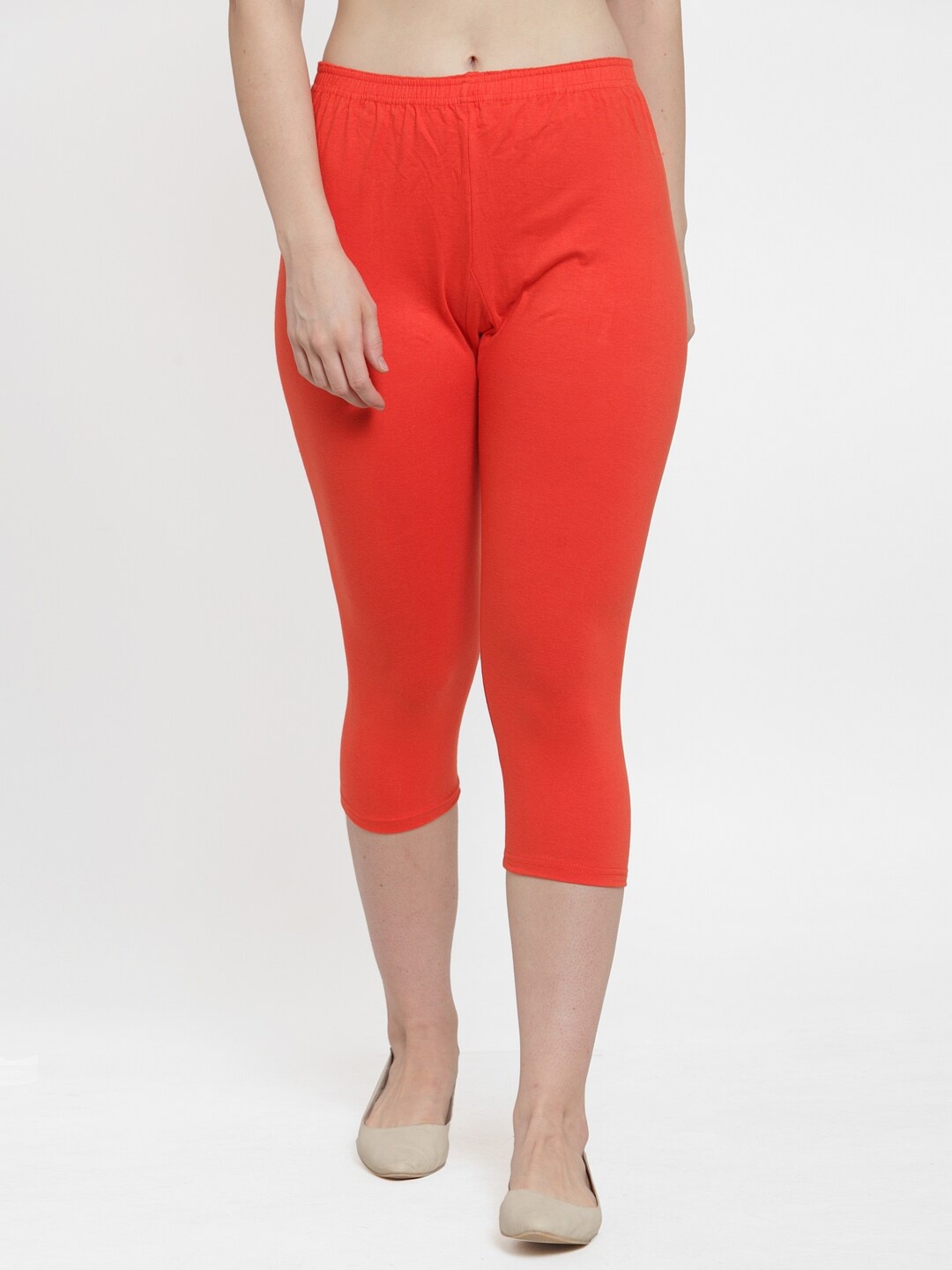 

Jinfo Mid Rise Slim Fit Capris, Orange