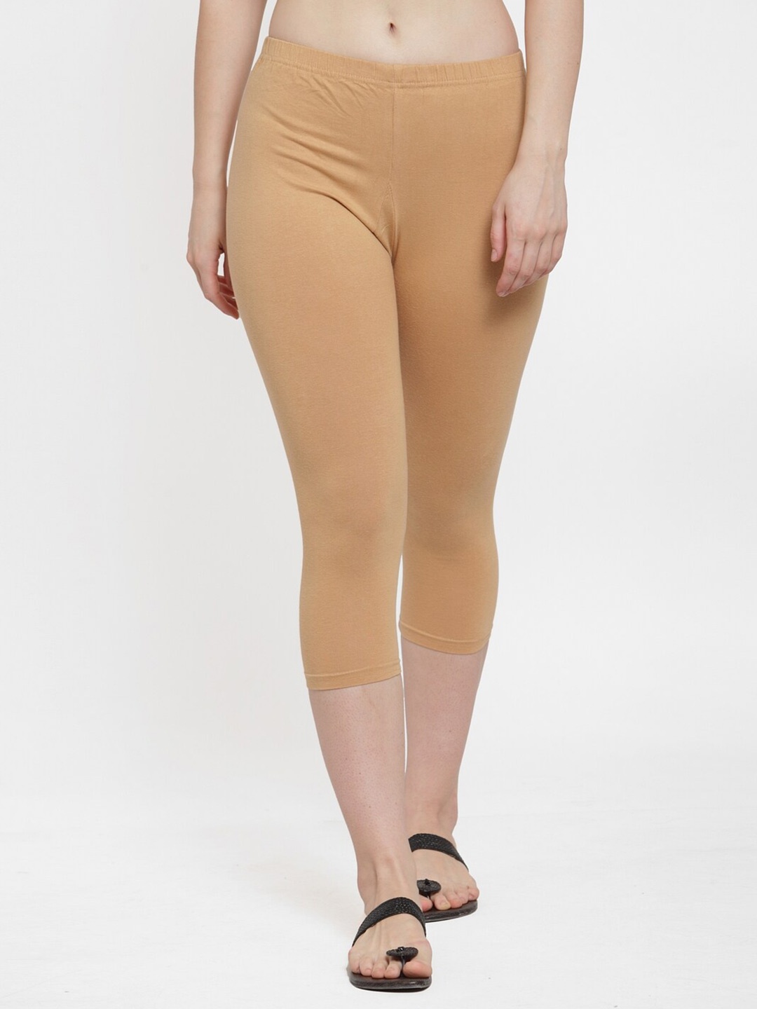 

Jinfo Mid Rise Slim Fit Capris, Beige