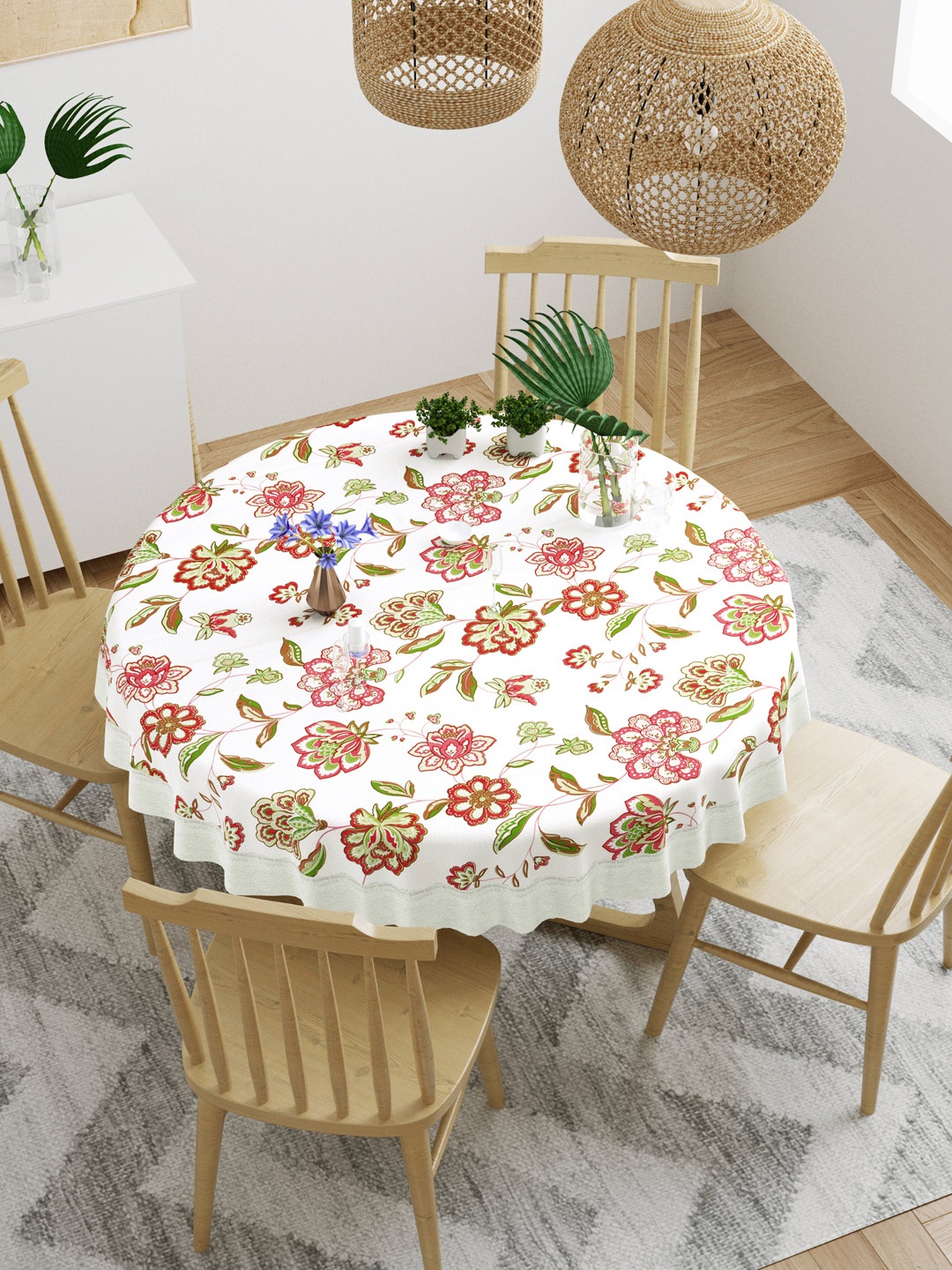

DREAM WEAVERZ Multi-Coloured Floral Printed Round Table Covers