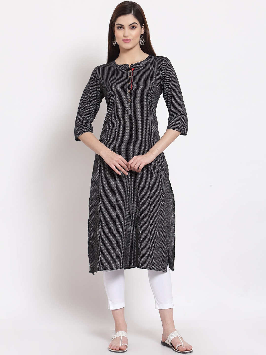 

Altiven Women Black Striped Kurta