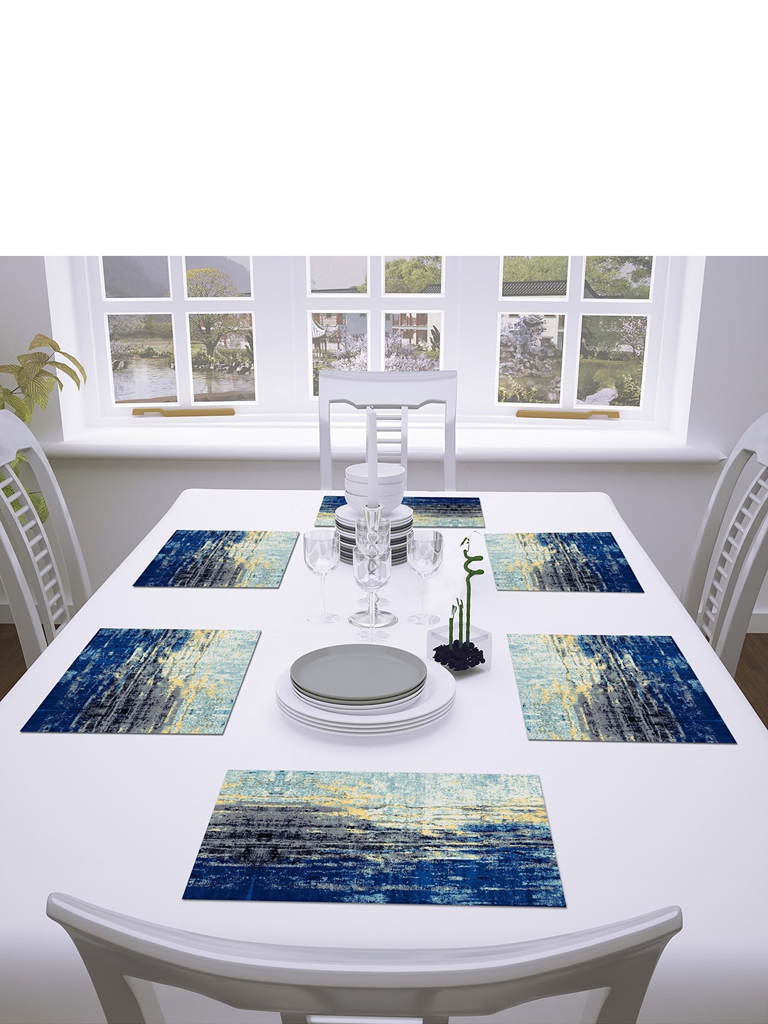 

AEROHAVEN Set of 6 Blue Abstract Dining Table Placemats