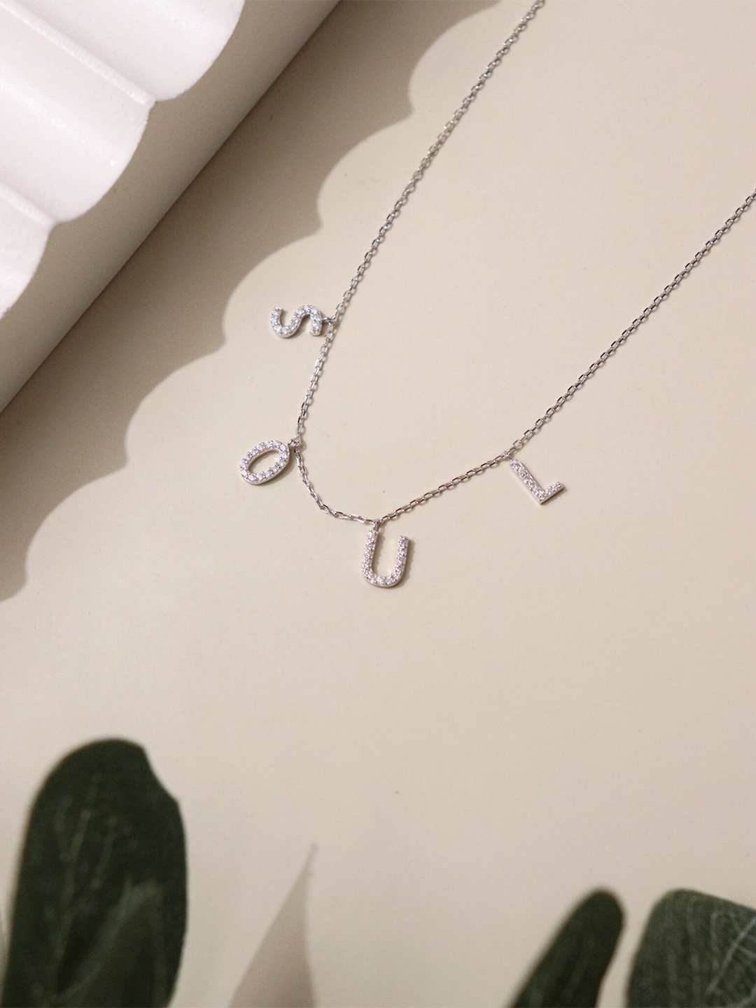 

CURIO COTTAGE Women Pure Silver-Plated CZ Studded Chain Necklace