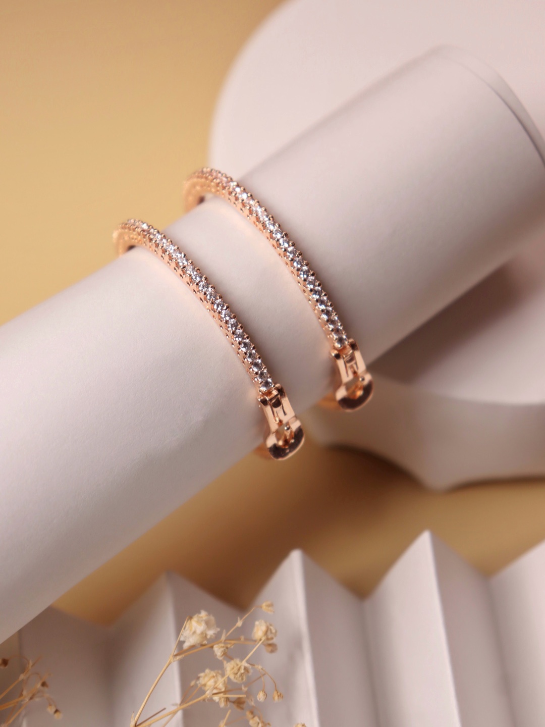 

CURIO COTTAGE White Rose Gold-Plated Circular Hoop Earrings