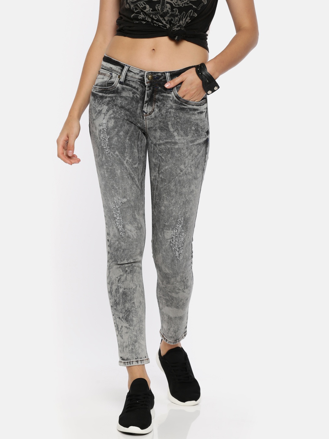 

Ed Hardy Women Black Skinny Fit Mid-Rise Clean Look Stretchable Jeans