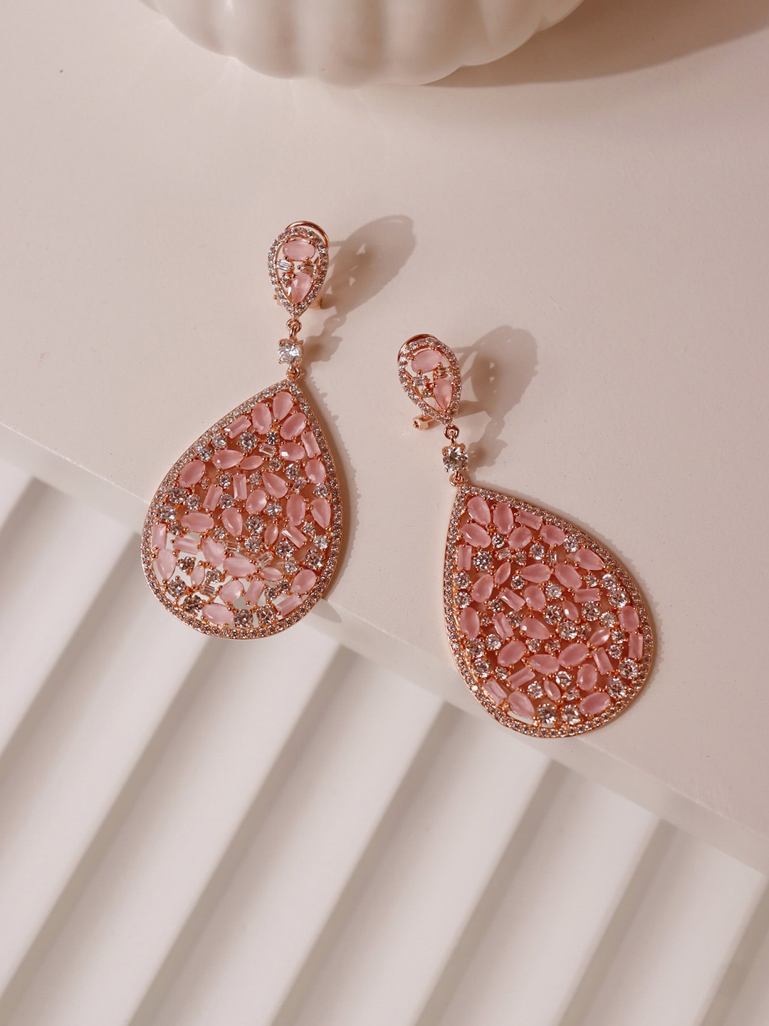 

CURIO COTTAGE Rose Gold Contemporary Drop Earrings